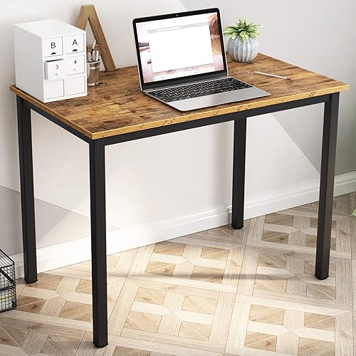 Miniatura 56 de DlandHome Escritorio pequeño para computadora de 31.5 pulgadas, mesa de escritura para espacios pequeños, mesa de estudio, escritorio para Nogal