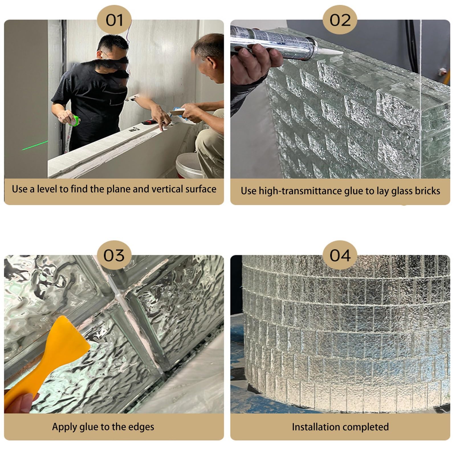 7.8 * 3.9 * 1.9in Glass Blocks ，Transparent Solid Glass Bricks，Decorative Partition Wall，for Room Divider Partition，Architectural Decoration，bar，Hotel(G)