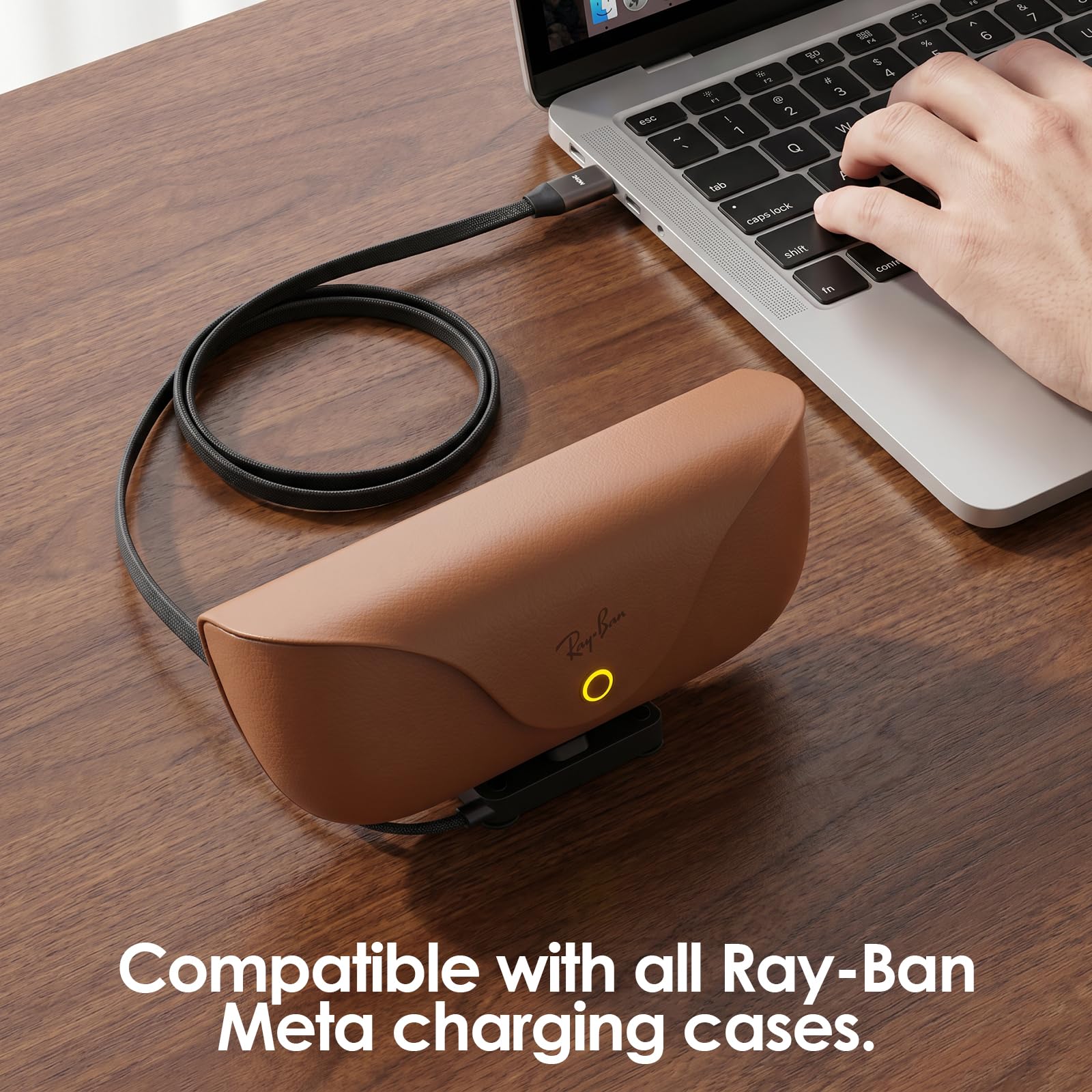 Soporte de carga plegable compatible con Ray Ban Meta/Display estuche de carga y teléfono, 240 W rápido USB C a USB C cable de carga multifuncional para caja de gafas inteligentes