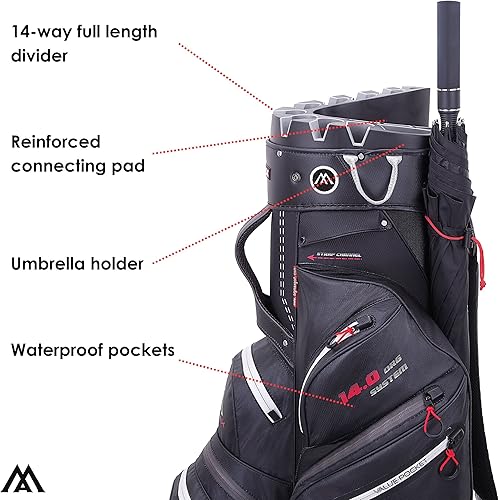 Miniatura 6 de Big Max Dri Lite Silencio 2 - Bolsa impermeable para carrito de golf con protector de 14 vías para club de golf con parte superior, bolsillos con