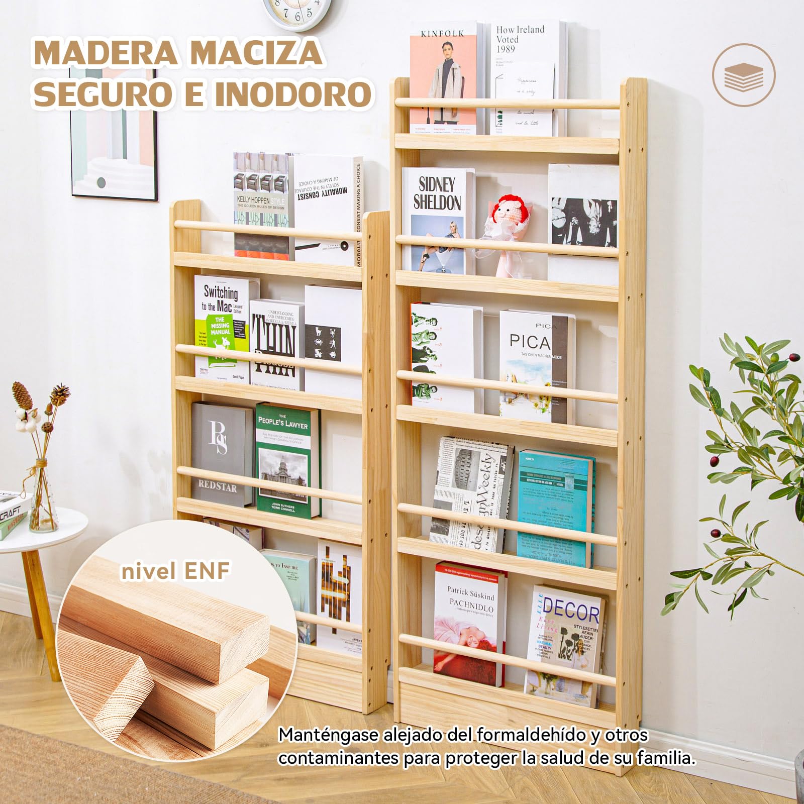 Estanterias para Libros, Libreria Estanteria, Biblioteca Infantil, Mueble Estanteria, Antivuelco/Ahorro de Espacio/fácil de Montar, Estanteria Detrás Puerta para Salon/Dormitorio/Oficina