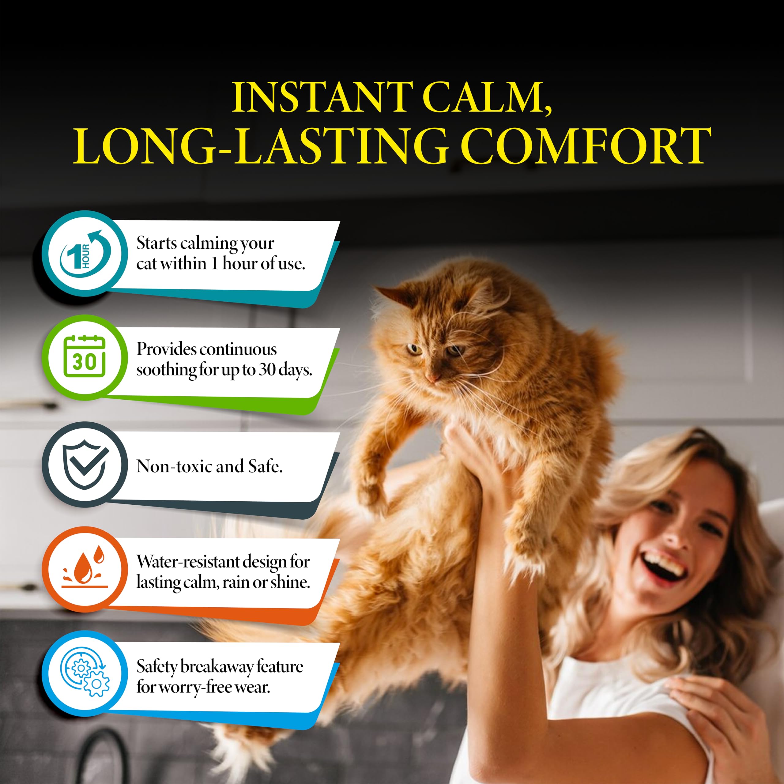 Soothing Cat Calming Collars - 2 Pack Grey Adjustable Collar for Anxiety Relief | Pheromone-Infused Comfort Collars for Cats | Lasts 30 Days | Ideal for Stressful Situations - image 4