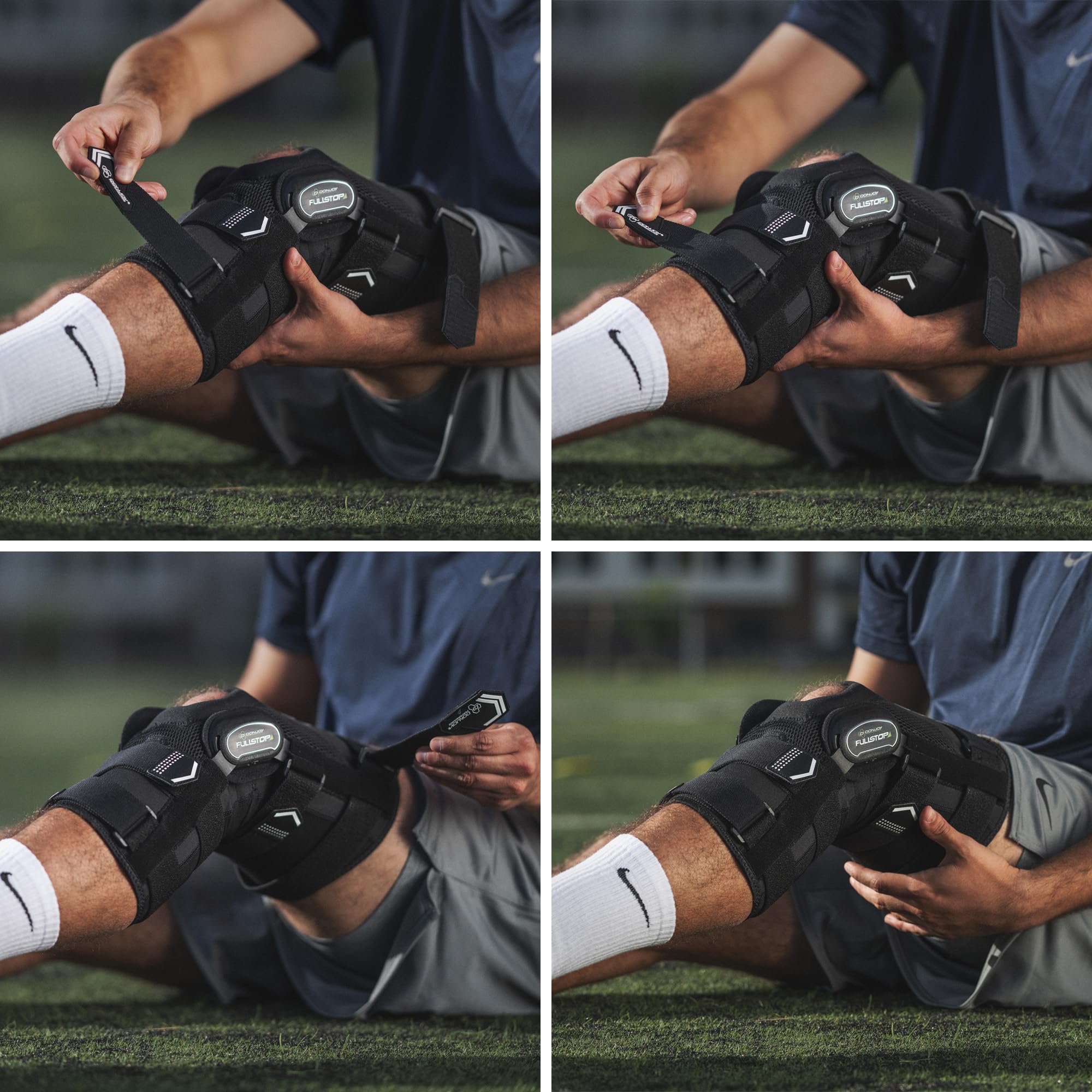 DonJoy Performance Bionic Fullstop Kniebandage – ACL, Meniskusverletzungen, Gelenk- und Patella-Instabilitäten, verstauchte Verstauchungen | Fullstop Dämpfungsscharniere für Acl Schutz, Vierpunkt-Hebelgurte, atmungsaktives Neopren und Mesh, Anti-Migration