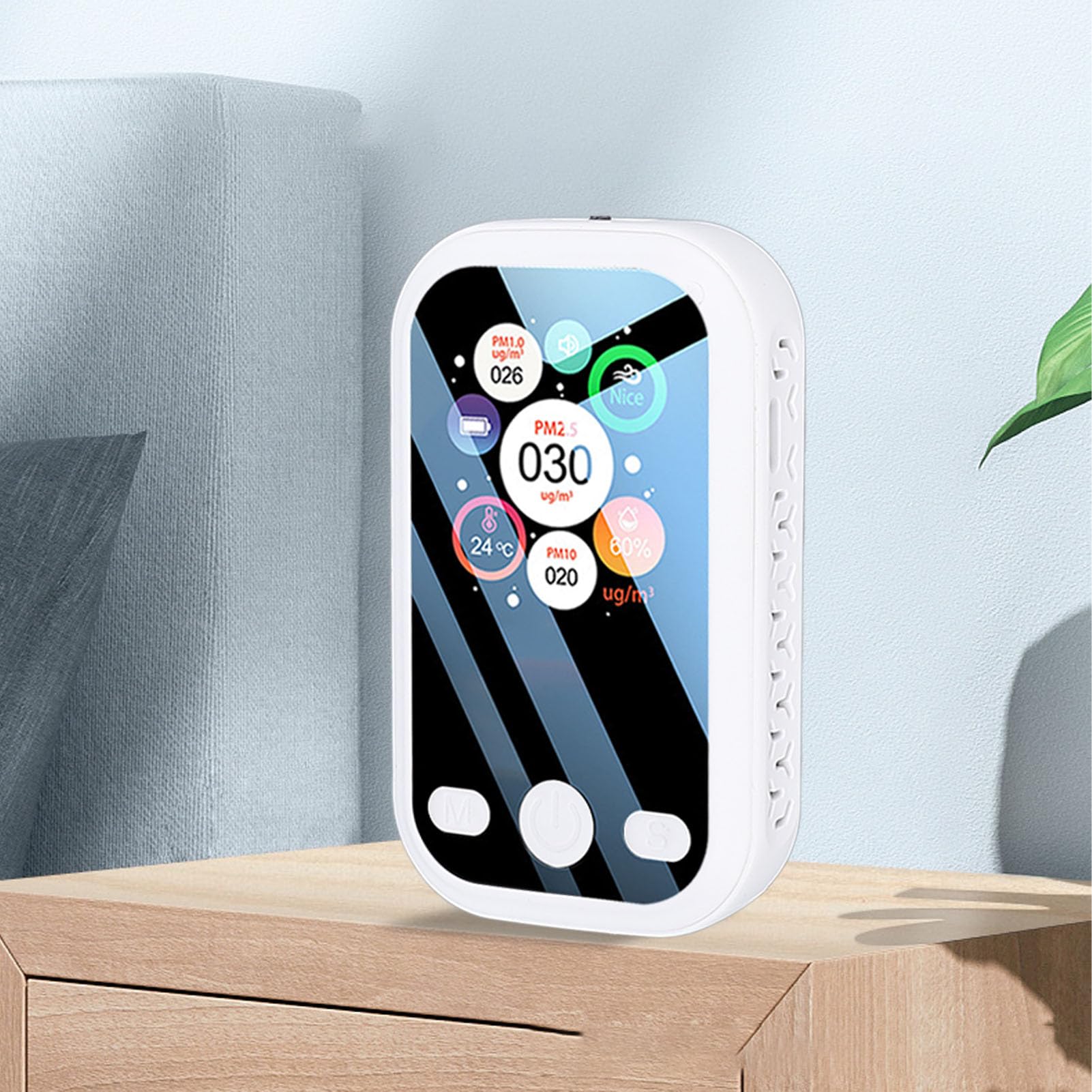 Misuratore di qualità dell'aria Interna Tester Digitale Portatile della qualità dell'aria con Display LCD ABS PM2.5 PM10 PM1.0 Umidità 2 Secondi USB C Ricaricabile per Casa, Viaggi,