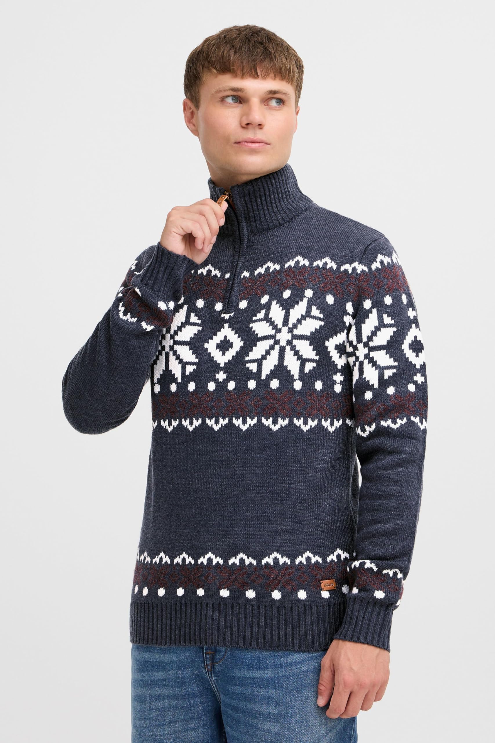 !Solid SDNorwin Herren Strickpullover Troyer Grobstrick Pullover