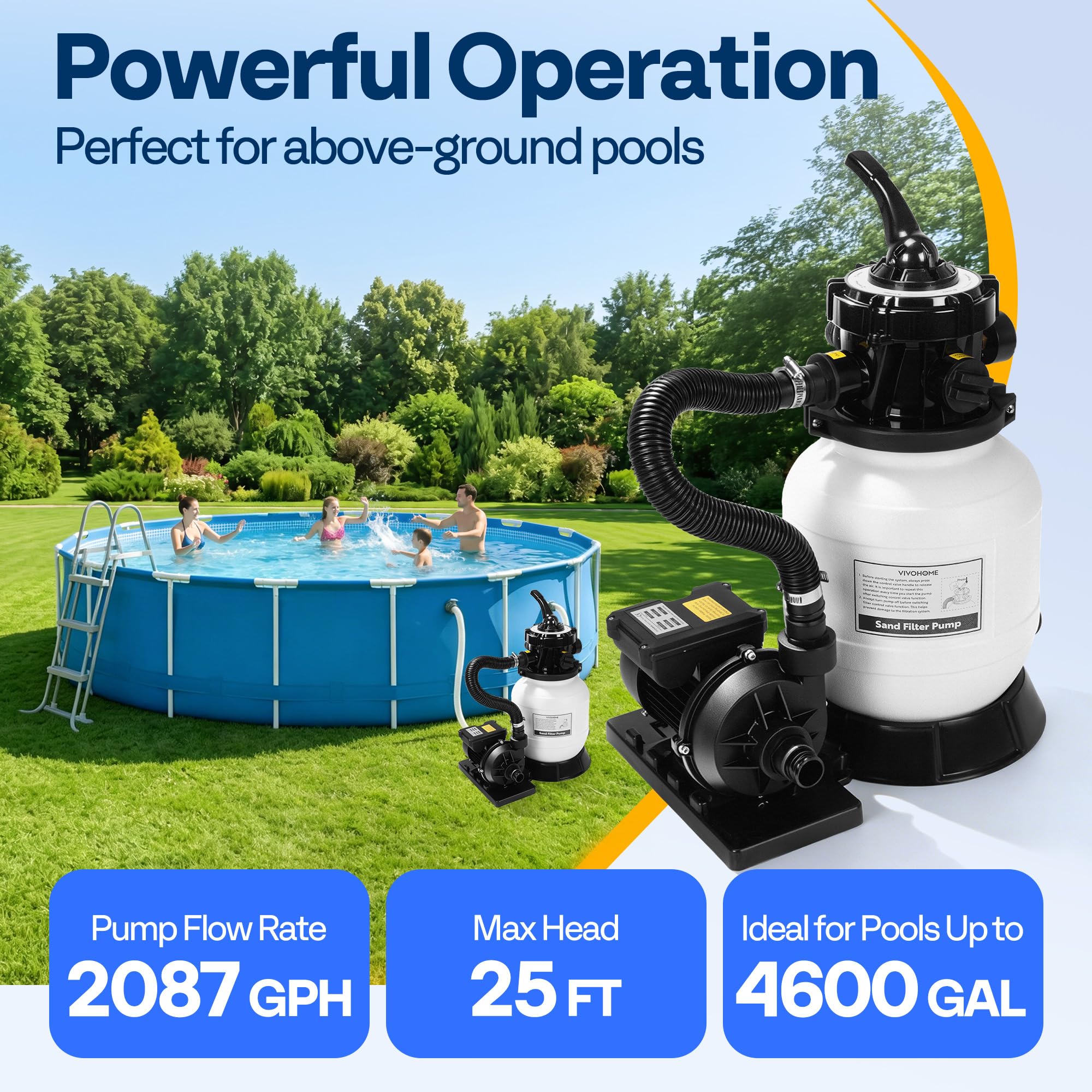 VIVOHOME Filtros de piscina de arena de 10 pulgadas