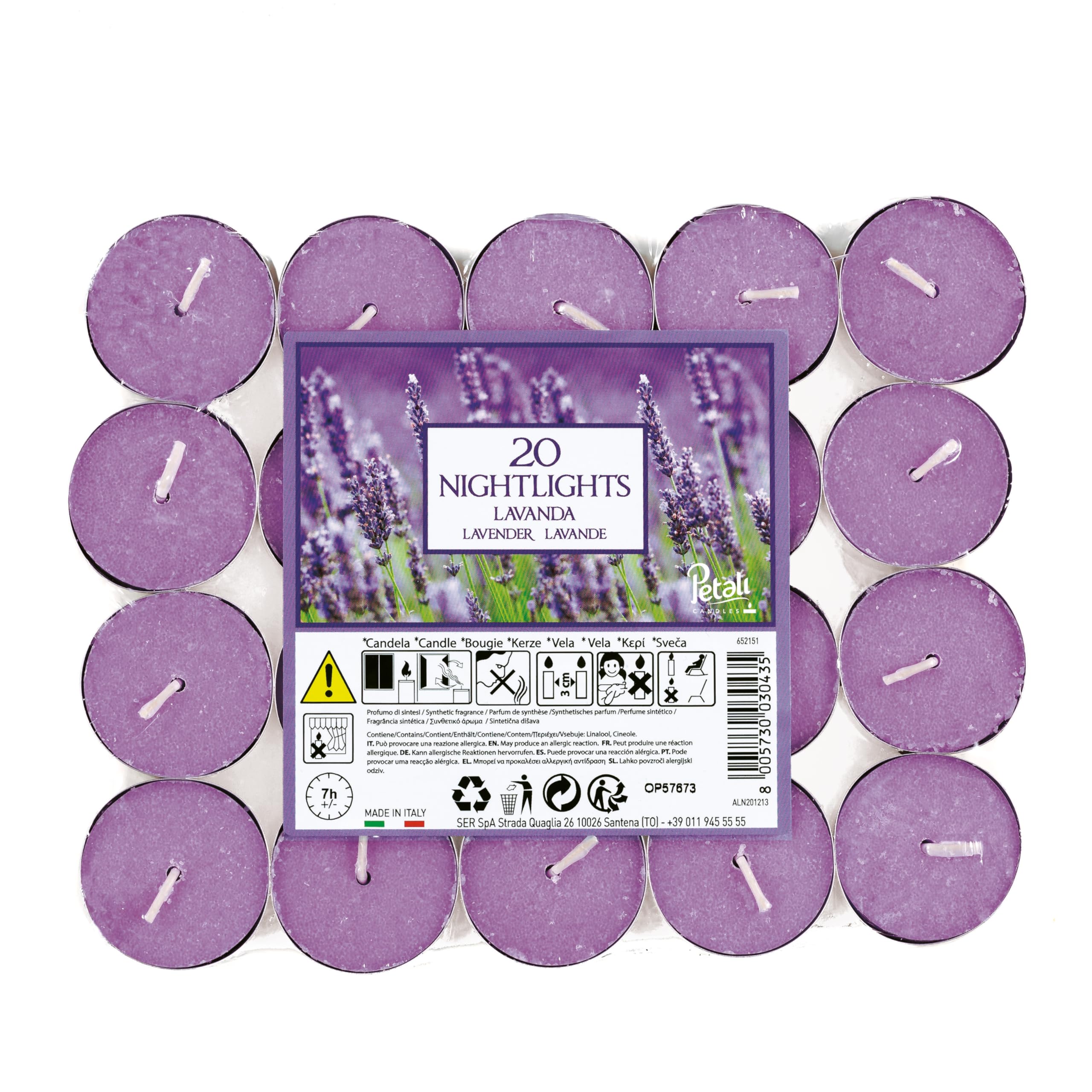 Price's Candles Aladino Lavender Scented Nightlights Pack of 20 Long Burning Tealights Wax Candle Pack Floral Aromatherapy Home Décor Relaxation