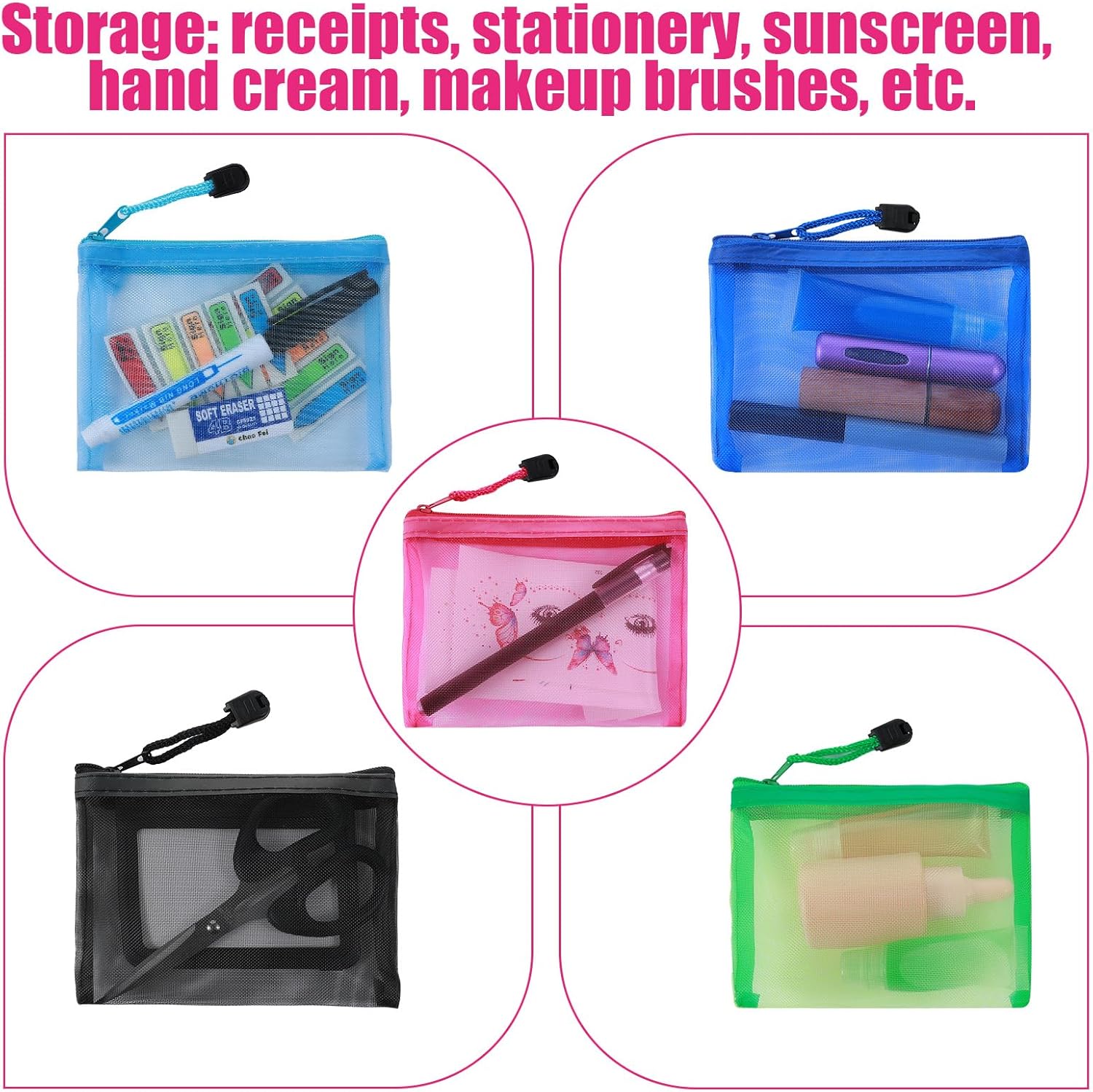 Small Zipper Pouch for Purse, 10 Pack Mini Mesh Bags with Zippers Mini Zipper Pouch Bags Portable Travel Cosmetic Bag Pouches for Purse Makeup Toiletry Lipstick Organization, Multicolor - Image 6