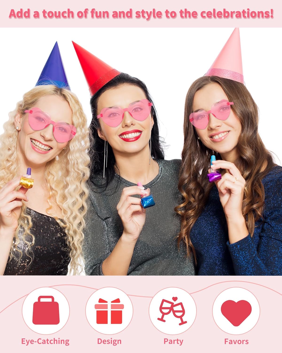 50 Pairs Heart Sunglasses for Women Bulk Transparent Pink Heart Shaped Sunglasses Bachelorette Party Glasses Fun Glasses for Party Favor to Add A Splash of Fun And Style - Image 3