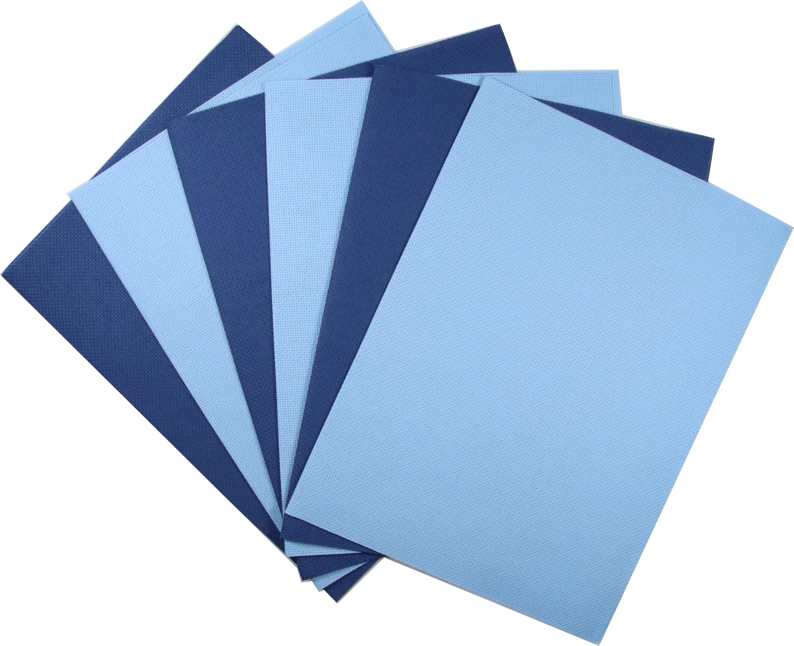 KCS 4/6 pc of 12" x 18"(30cmx45cm) 16 Count Cotton Aida Cloth Cross Stitch Fabric (6 pc, Light Blue+Jeans Blue)