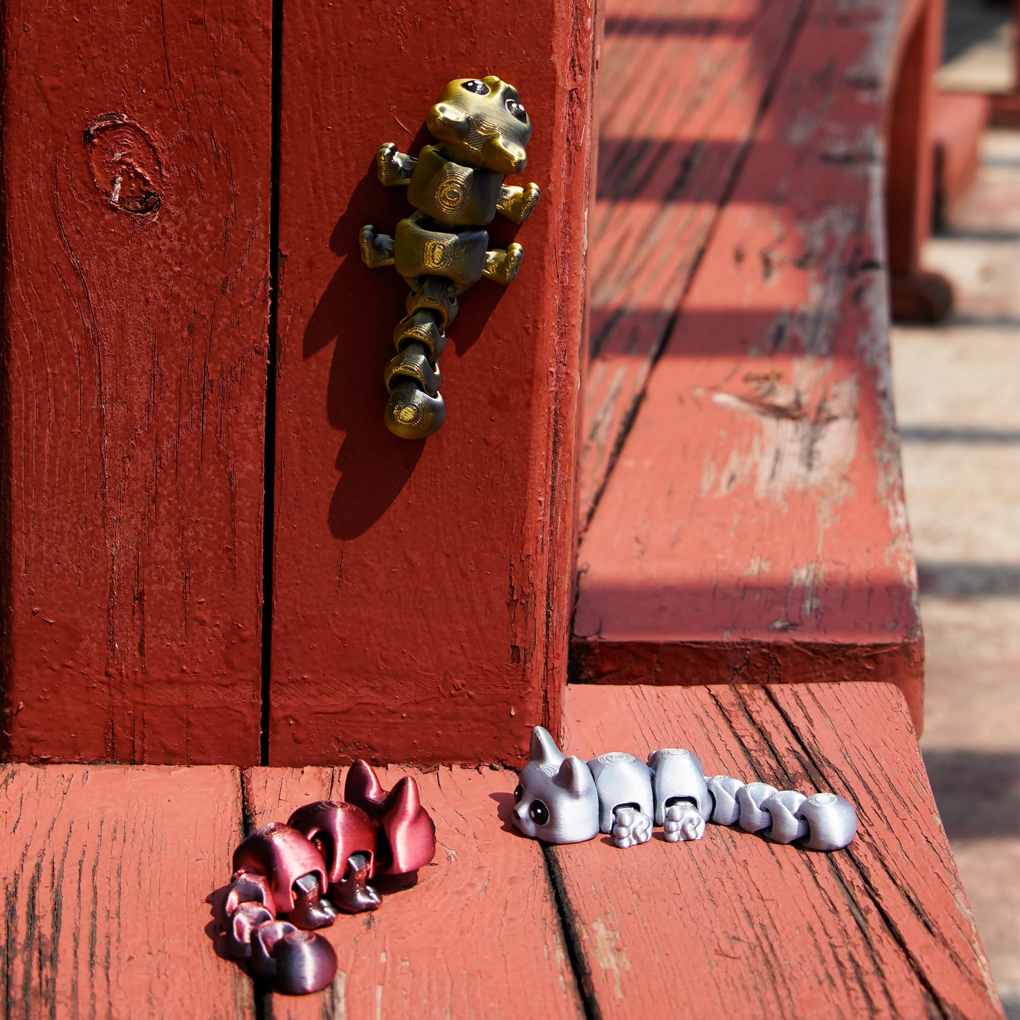 3D Printed Cat Articulated Animals Accessories Art Flexi Cute Stuff, 3 Pcs Gold Red Silver Black Sensory Fidget for Cat Lovers - Image 5