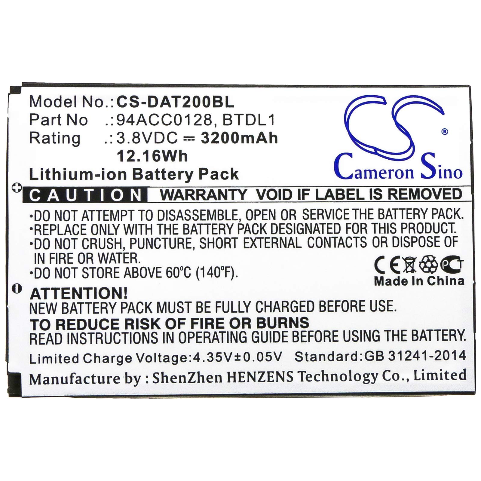 TECHTEK Batterie remplace 3H21-00000491, pour 94ACC0128, pour 94ACC0129, pour BTDL1 Compatible avec [DATALOGIC] Axist, DL-Axist