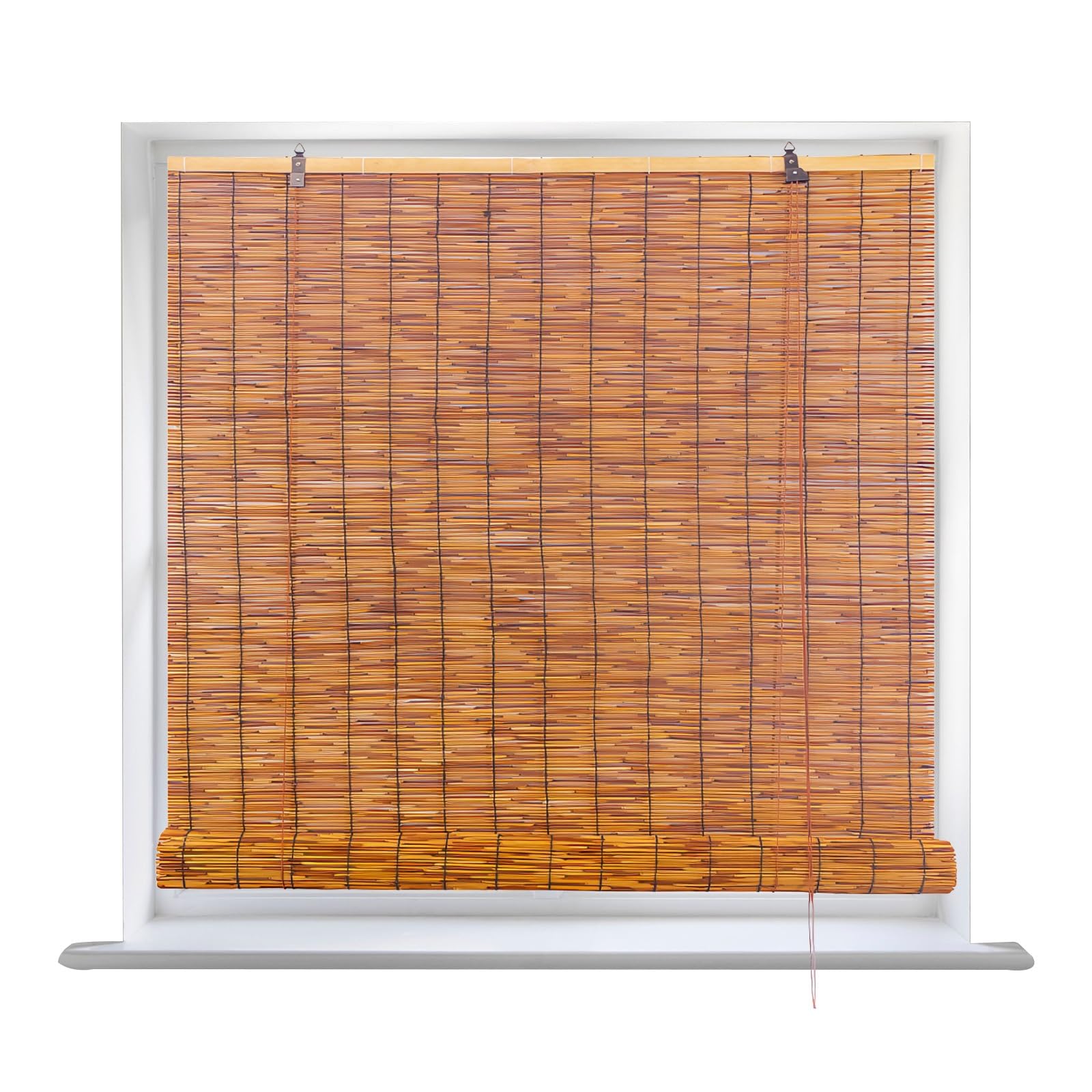 Customizable Bamboo Roller Blinds, Cordless Roll-Up Window Curtains for Patio Porch Outdoor/Indoor Privacy Protection