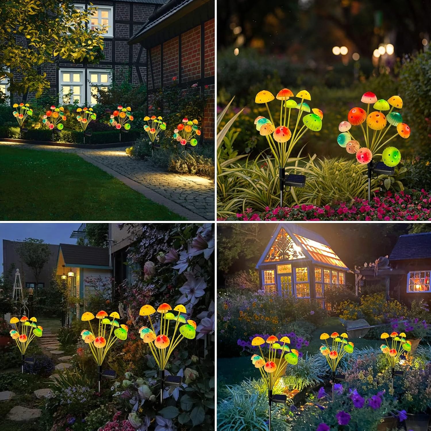 Kohlrabi Solar Garden Lights, 6 Pack Solar Mushroom Lights Outdoor, Upgraded 72LED Mushroom Flower Light Yard Decor Outside Waterproof, Garden Decor for Lawn Front Porch Patio Backyard