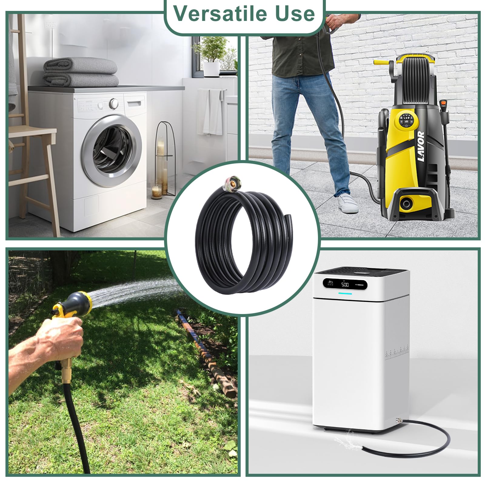 Manguera de drenaje deshumidificador de 12 pies, conexión FHT de 3/4 pulgadas, manguera de drenaje gruesa de latón resistente, flexible y resistente que se adapta a la mayoría de los 7