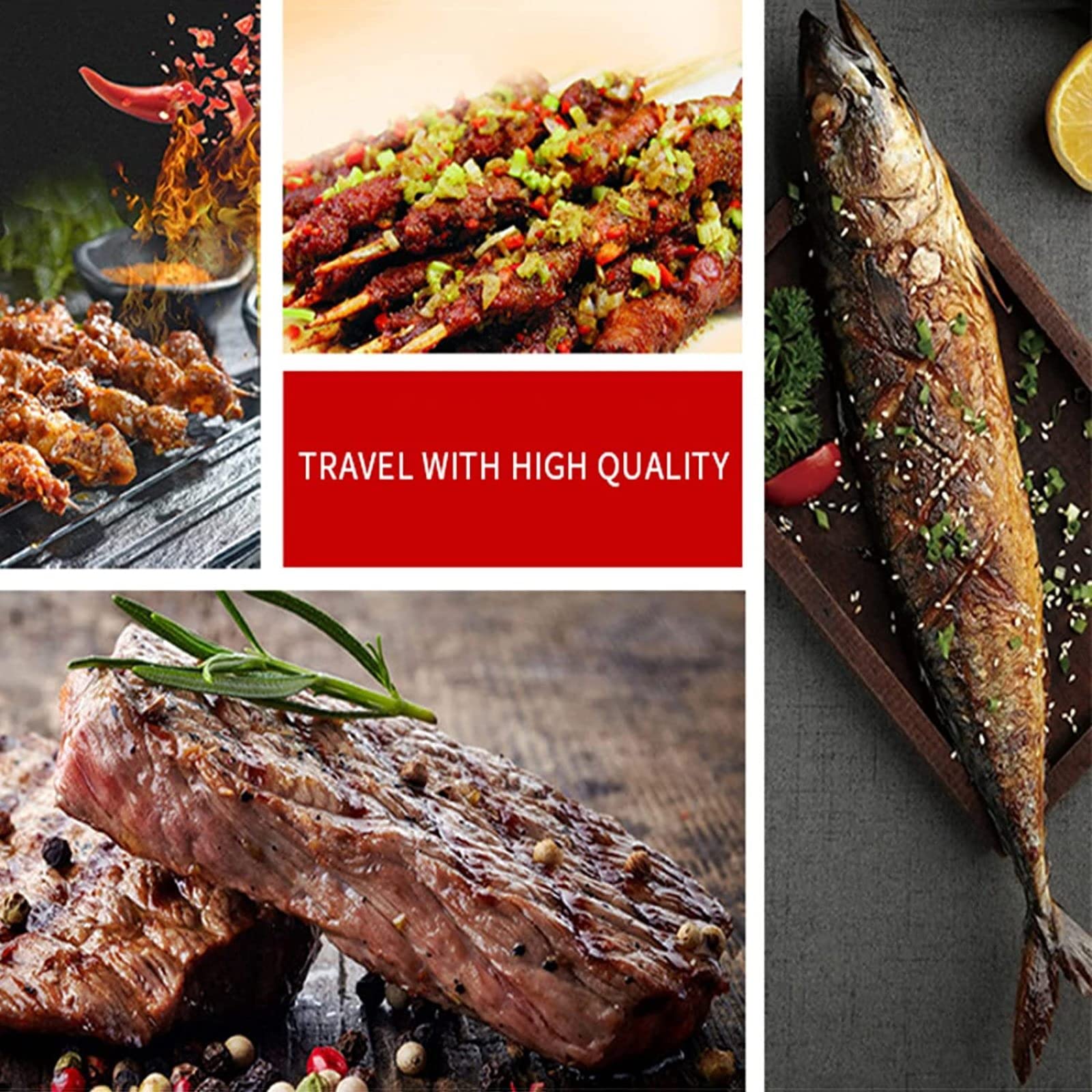Parrilla de carbón, Herramientas de Parrilla de Barbacoa Ligera portátil Plegable de Acero Inoxidable para Asar a la Parrilla al Aire Libre Patio Trasero Fiesta (para 4-6 Personas)