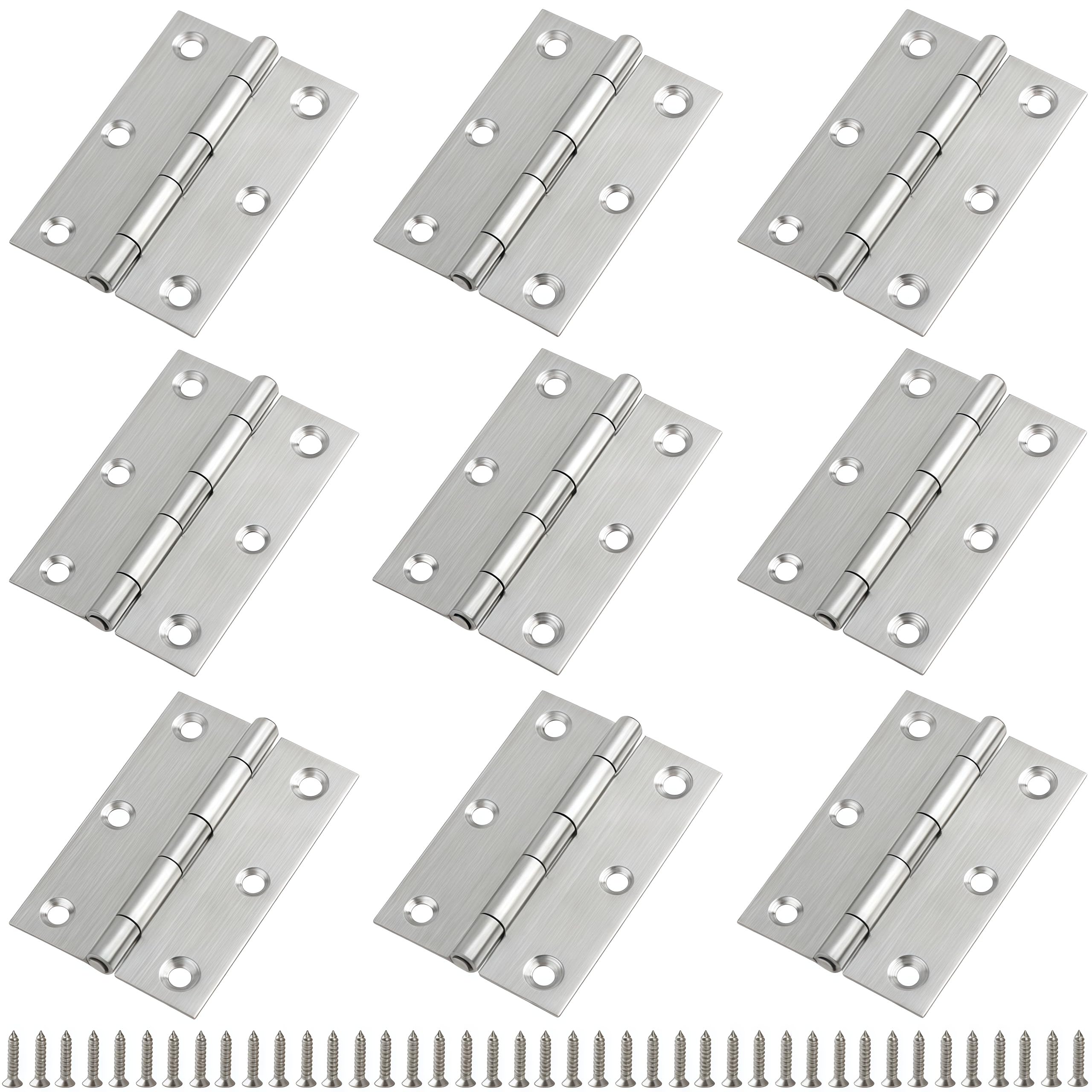 Vbnexyr Regular 9 Pack Stainless Steel Cabinet Folding Hinges For Wooden Doors And Small Cabinets Smooth Opening And Closing Suitable For Jewelry Wooden Items And Chests 304 Stainless Steel Standard 3 Inch Model