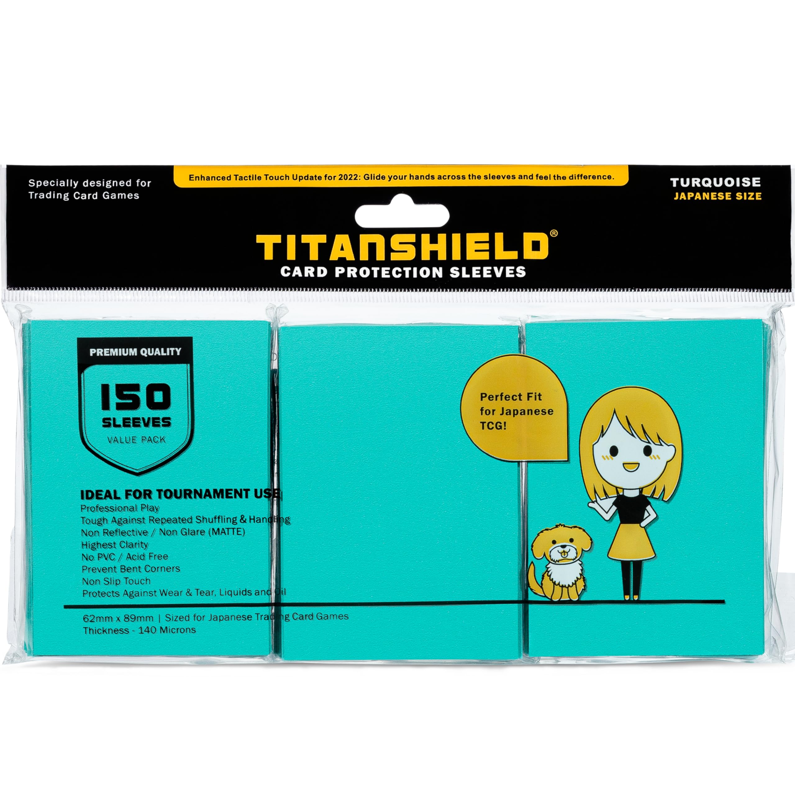 TitanShield (150 buste/turchese) piccole dimensioni giapponesi carte da scambio carte protettive compatibile con Yu-Gi-Oh!, Cardfight!! Vanguard & Photocards