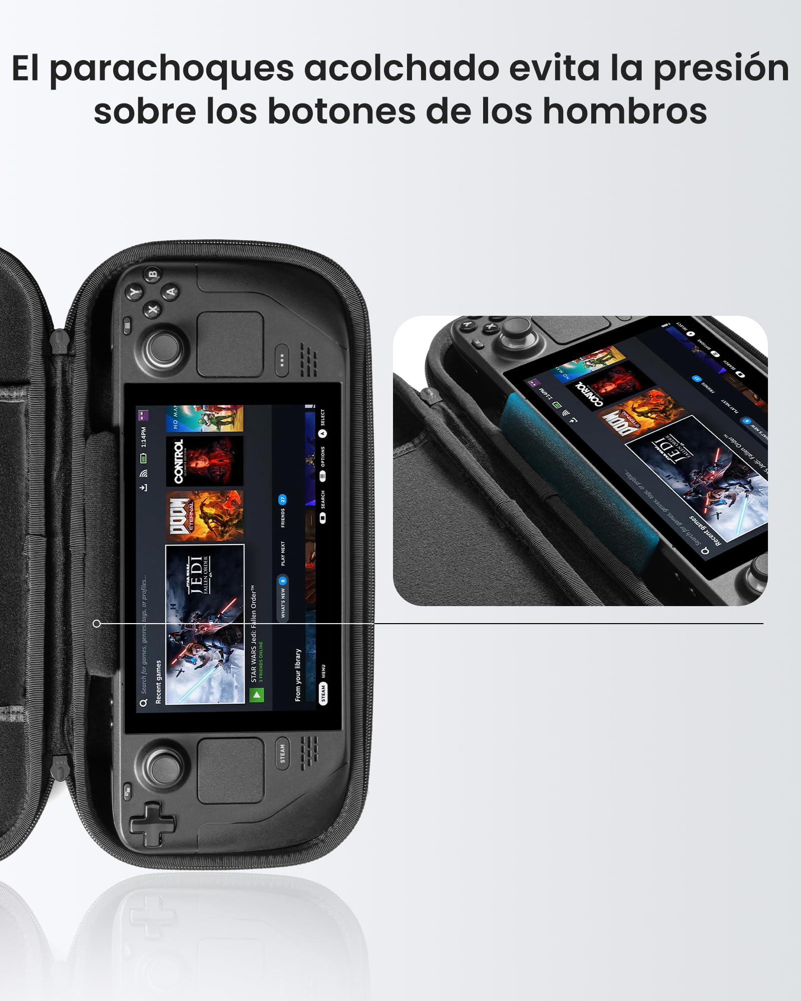 tomtoc Funda de Transporte Steam Deck/Steam Deck OLED, Estuche rígida de Filz de protección Total para Transportar la Consola Steam Deck y Sus Accesorios, Bolsa de Viaje a Prueba Golpes, como Regalos