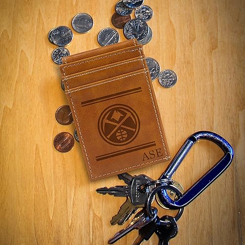 Miniatura 10 de Rico Industries NBA - Billetera personalizada con bolsillo frontal, personalizada, con grabado láser, delgada, ligera, gran regalo (elige tu color),