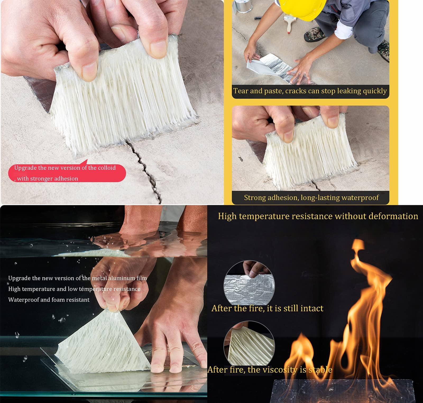 Nastro butilico, nastro butilico impermeabile, 2/4" WX 16,4'L, nastro a prova di perdite for esterni aggiornato for riparazioni di plastica e metallo, striscia sigillante resistente ai raggi for tutte