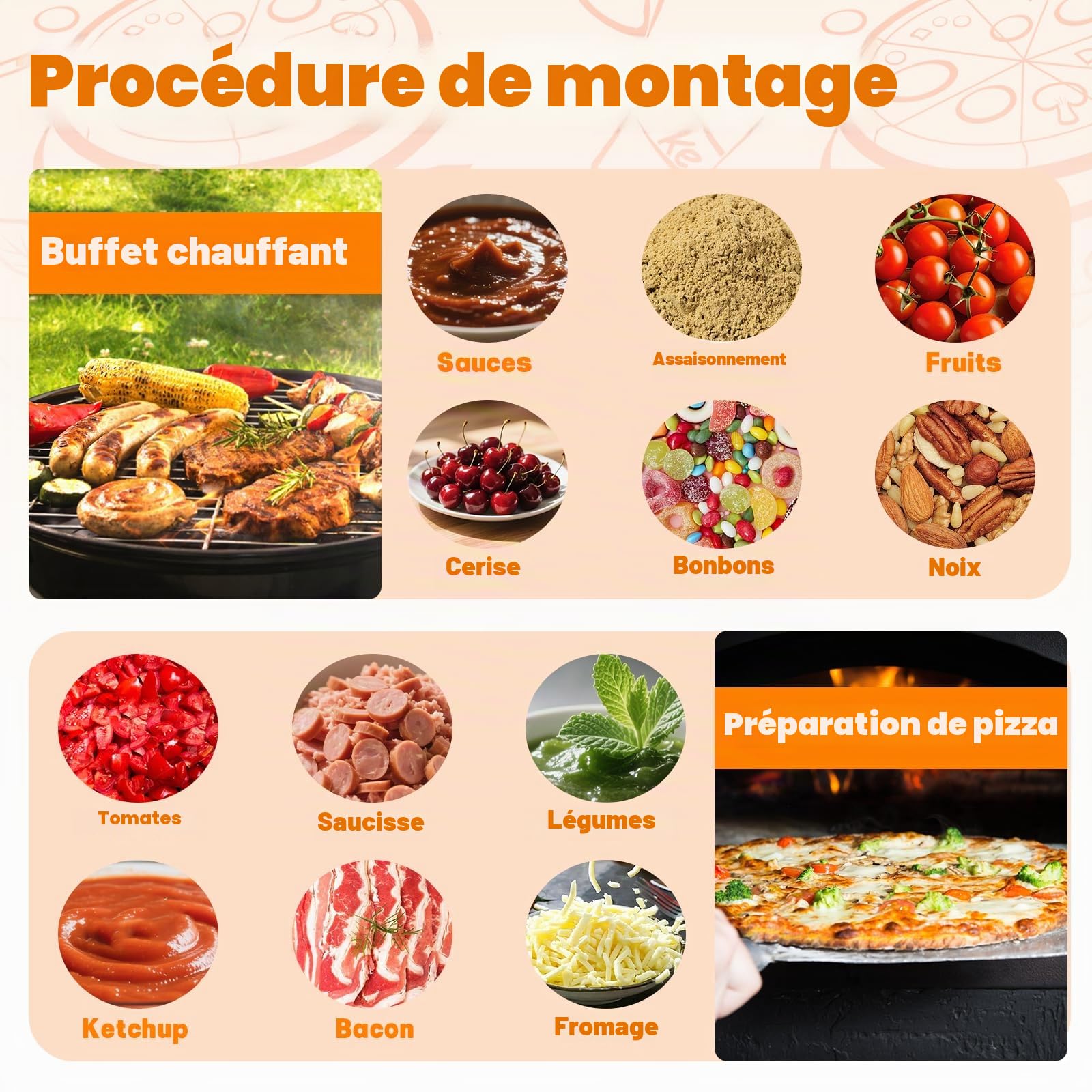 YJINGRUI Récipients à ingrédients en acier inoxydable 6x2L, récipients à ingrédients pour pizza avec couvercles et cuillère pour sauces, confitures, fruits, légumes, station de garniture à pizza 6
