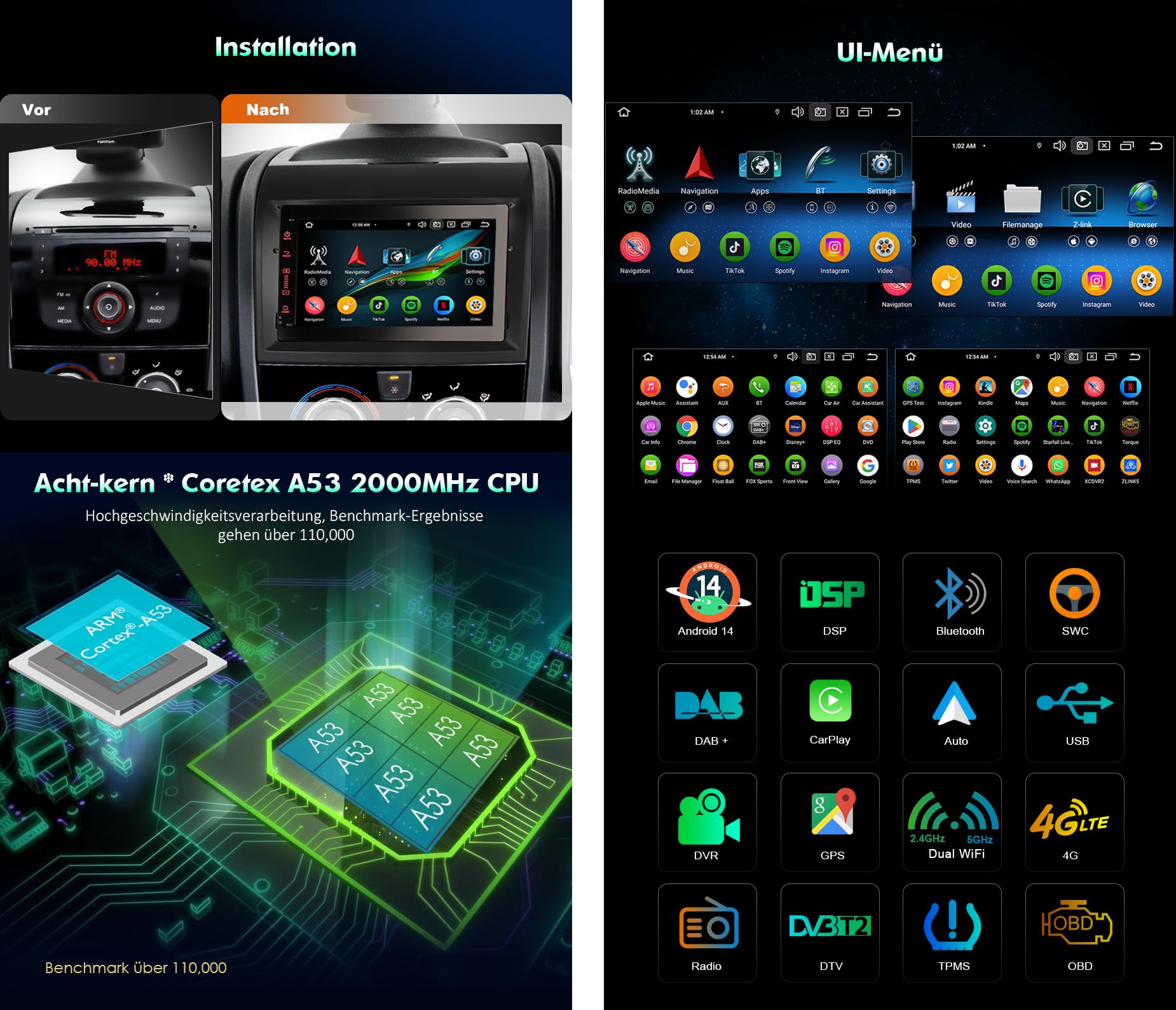 Erisin 7 inch 8-core 4 GB 64 GB Android 14 autoradio Bluetooth GPS navigatie voor Fiat Ducato Citroen Jumper Peugeot Boxer Ondersteunt CarPlay Android Auto DSP DAB WiFi 4G OBD2 DVB-T2 Erisin 7 inch 8-core 4 GB 64 GB Android 14 autoradio Bluetooth GPS navigatie voor Fiat Ducato Citroen Jumper Peugeot Boxer Ondersteunt CarPlay Android Auto DSP DAB WiFi 4G OBD2 DVB-T2