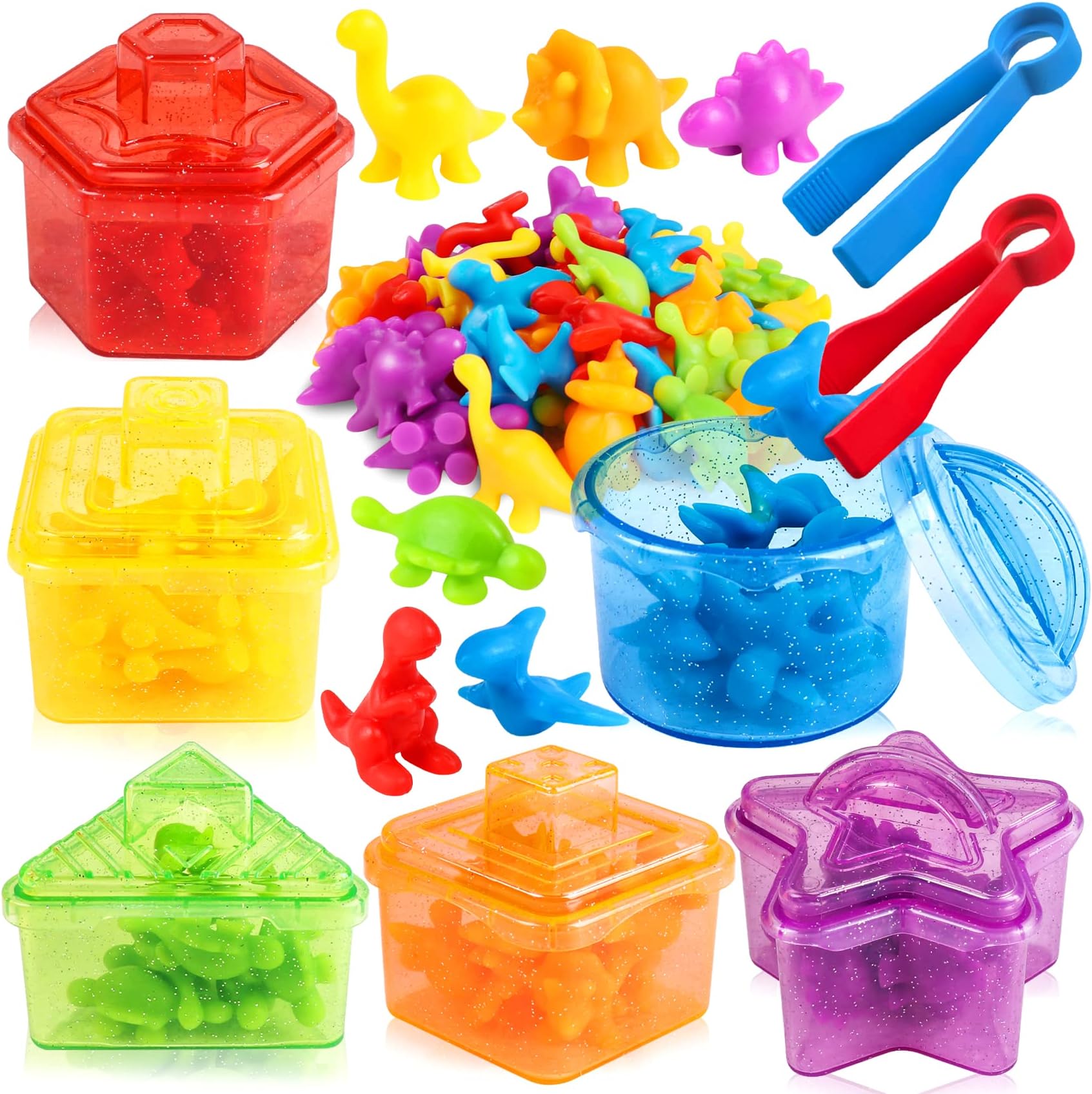 Counting Color Sorting Toys with Matching Shape Boxes Sensory Montessori Educational Activities Learning Fine Motor Skills Birthday Easter Basket Stuffers Gift for Boys Girls Kids Ages 3+