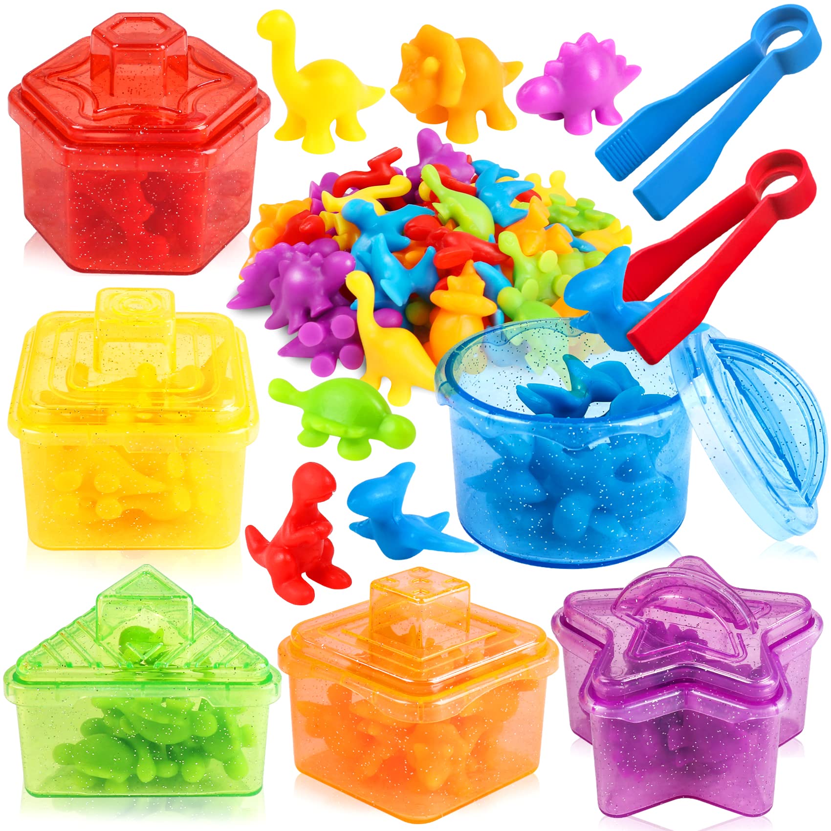 Counting Color Sorting Toys with Matching Shape Boxes Sensory Montessori Educational Activities Learning Fine Motor Skills Birthday Easter Basket Stuffers Gift for Boys Girls Kids Ages 3+