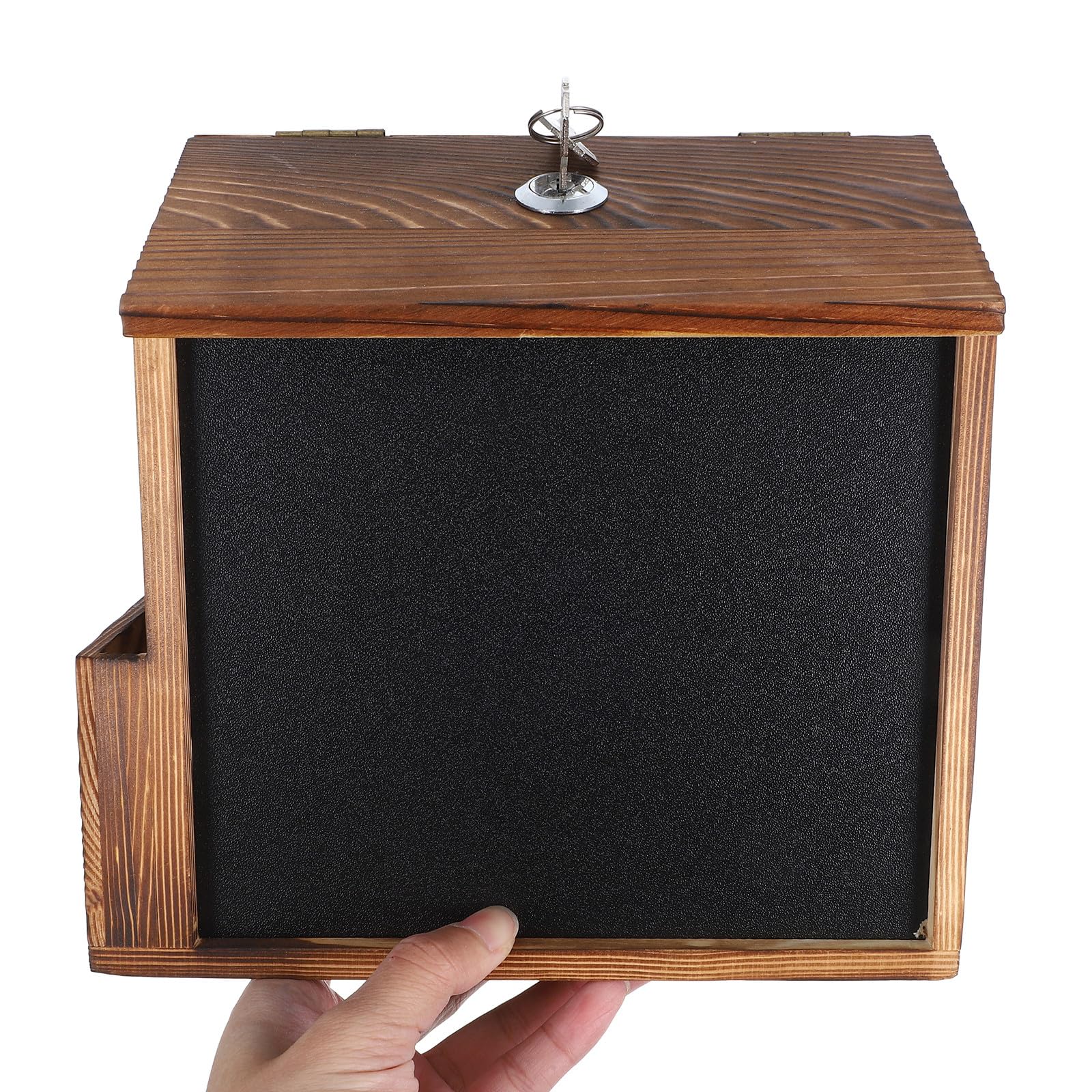 Caja de Donaciones de Madera y Superficie Pizarra con Cerradura Buzón de Pared Incluye Tornillos para Montaje para Sugerencias y Propinas en Restaurantes