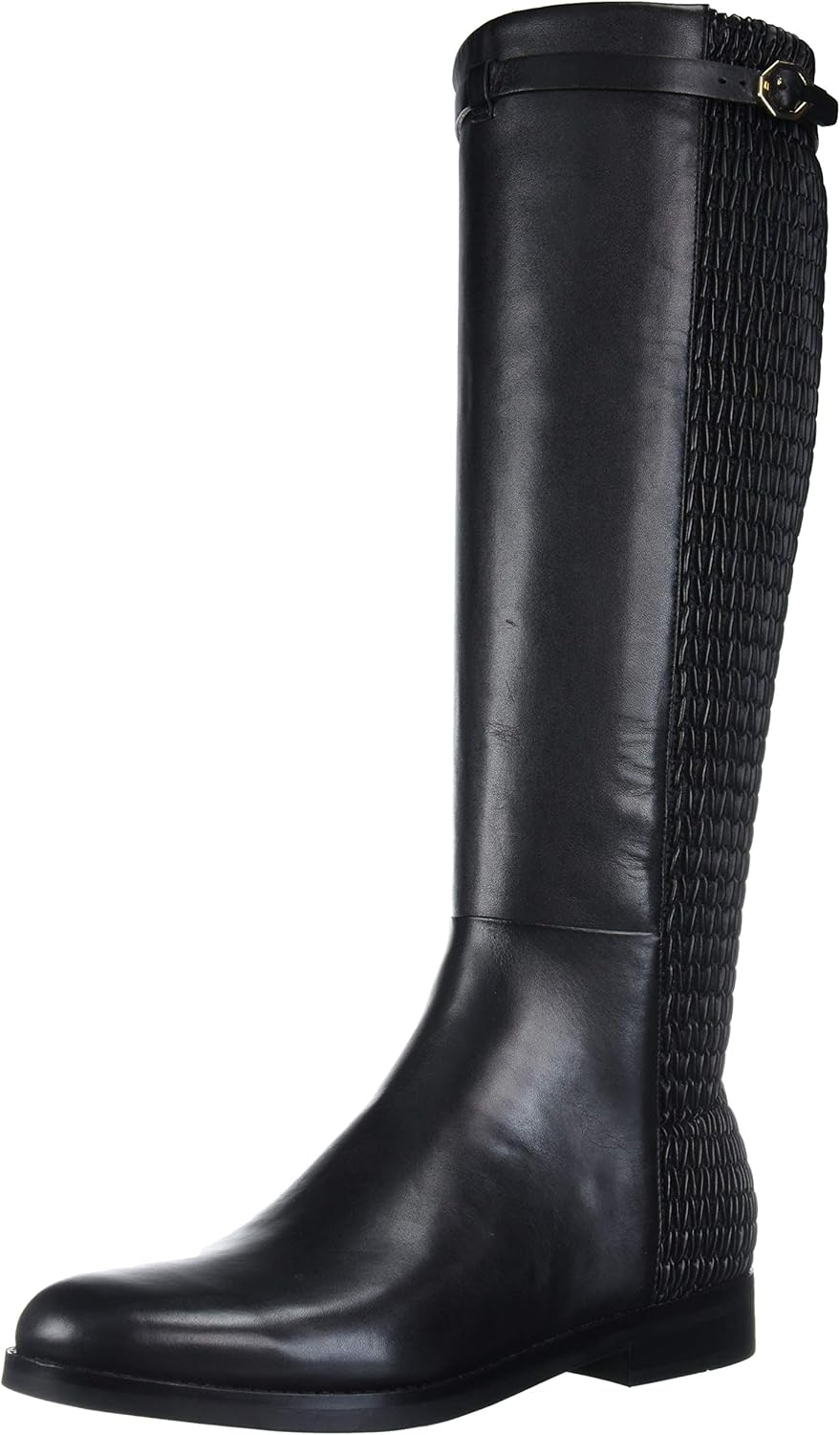 Cole Haan Women's ABI Stretch Strap Boot Equestrian, Black Leather, 5.5