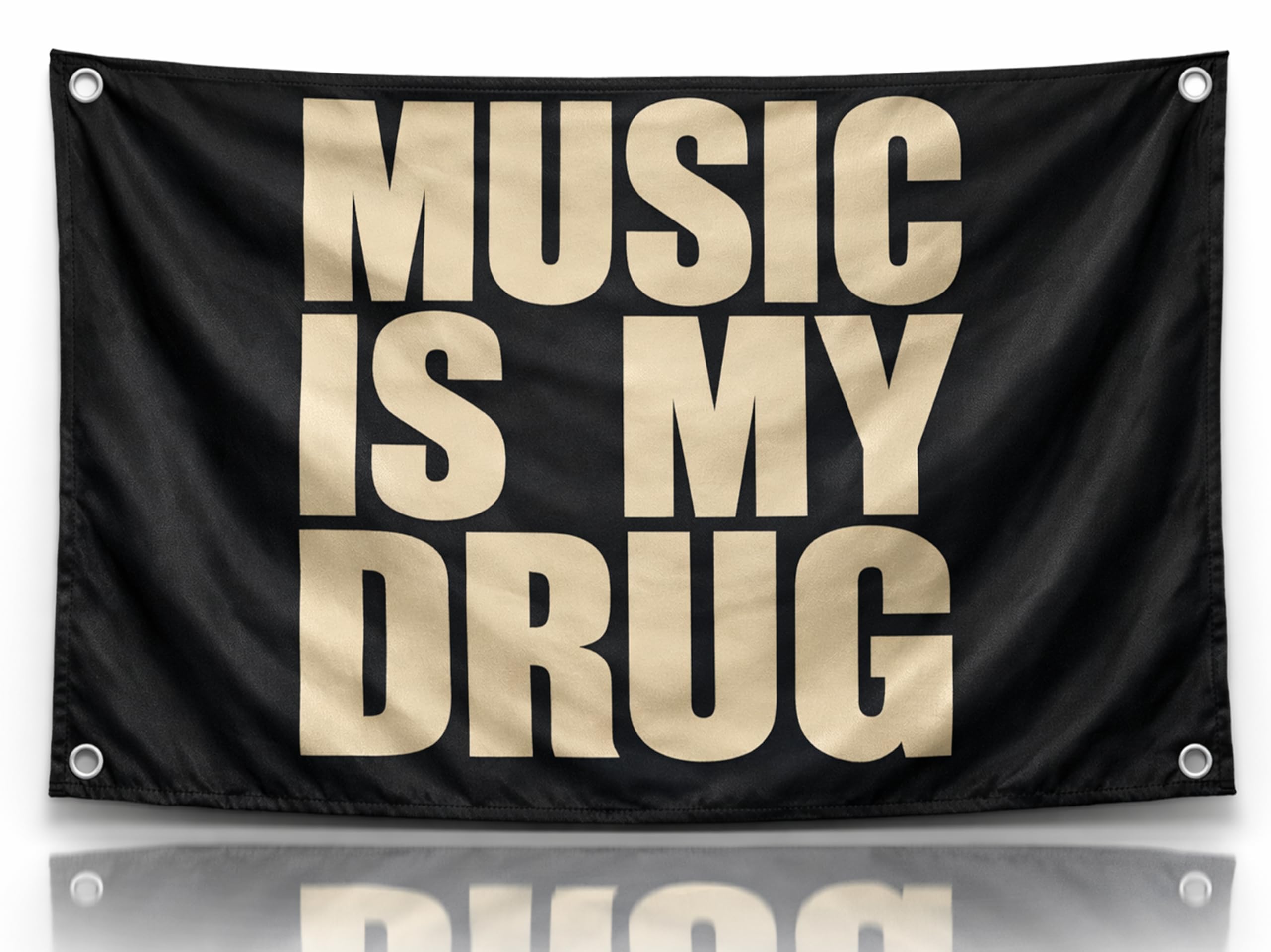 3x5 Feet Musical Quote Flag "Music Is My..." with Four Brass Grommets - Black Single Sided Musical Banner for Wall Decoration - Polyester Party Flags Man Cave - Wall Flag for College Dorm