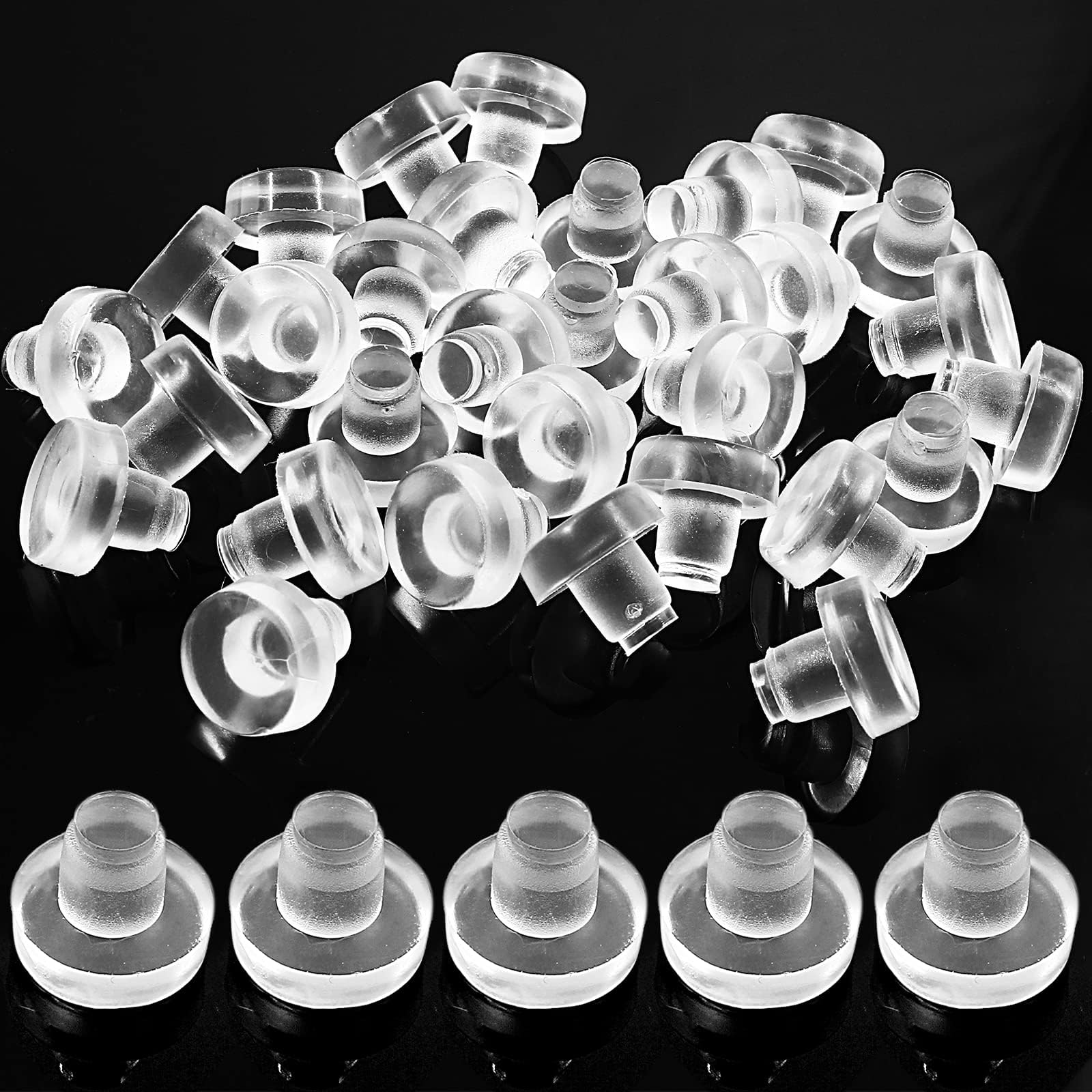 30 pcs Glass Top Table Bumpers with Stem, Clear Rubber Grippers, Patio