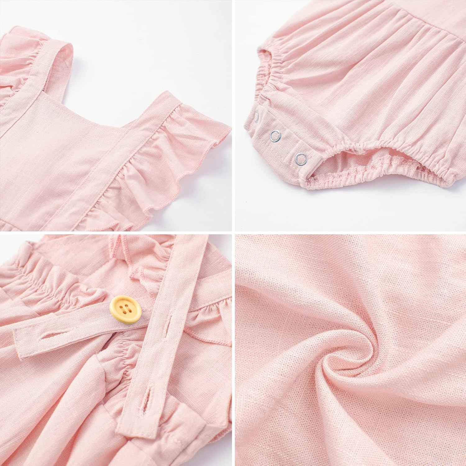 Simplee kids Baby Boys Girls Ruffle Romper Summer Outfit Jumpsuit Linen Bodysuits