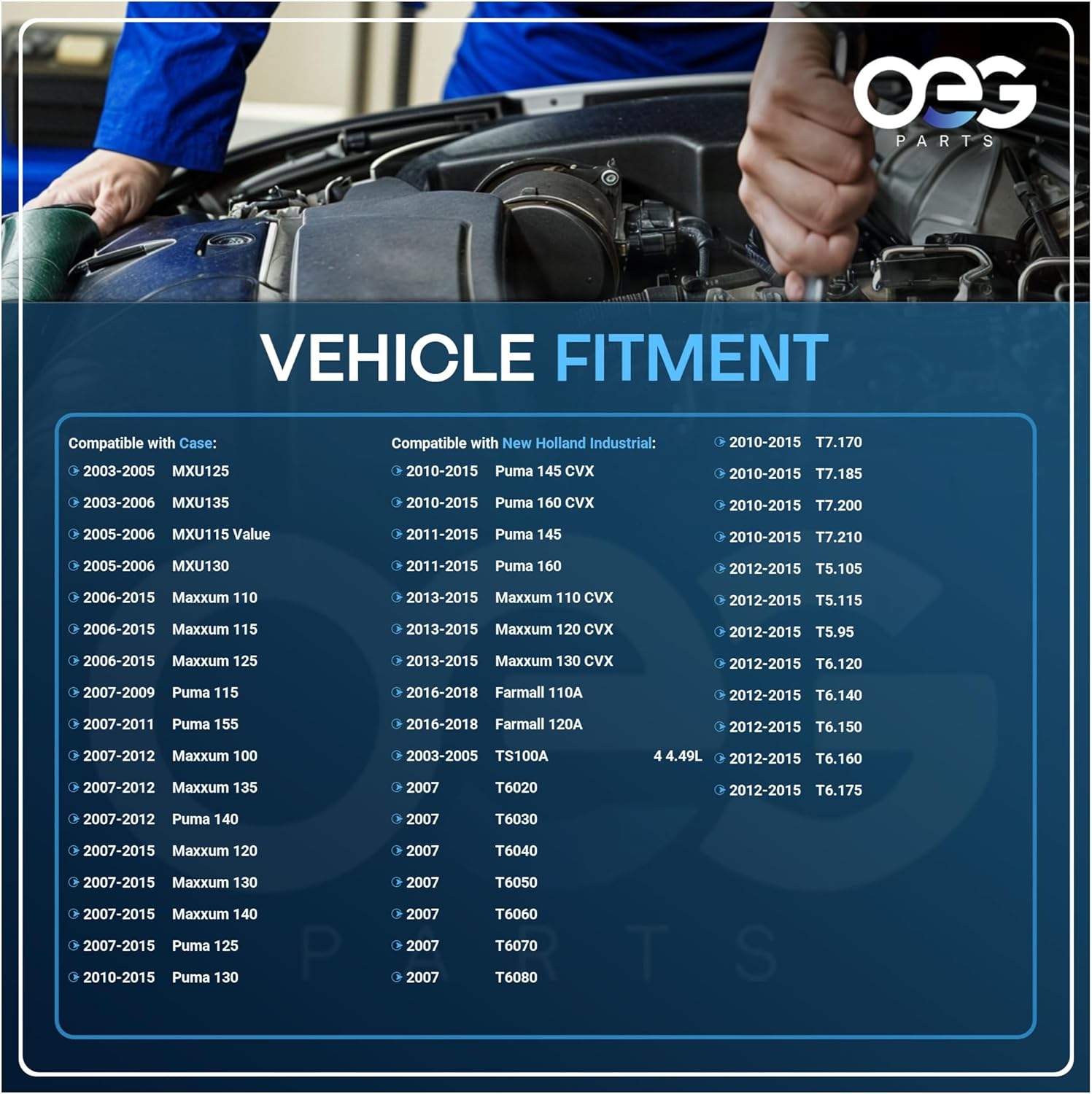 OEG Parts New Alternator Compatible With New Holland Industrial TS100A 4 4.49L 03-05 84141452 87310882 87652087 11.203.822 IA1224 400-29052 90-23-6575 MG286 12787N