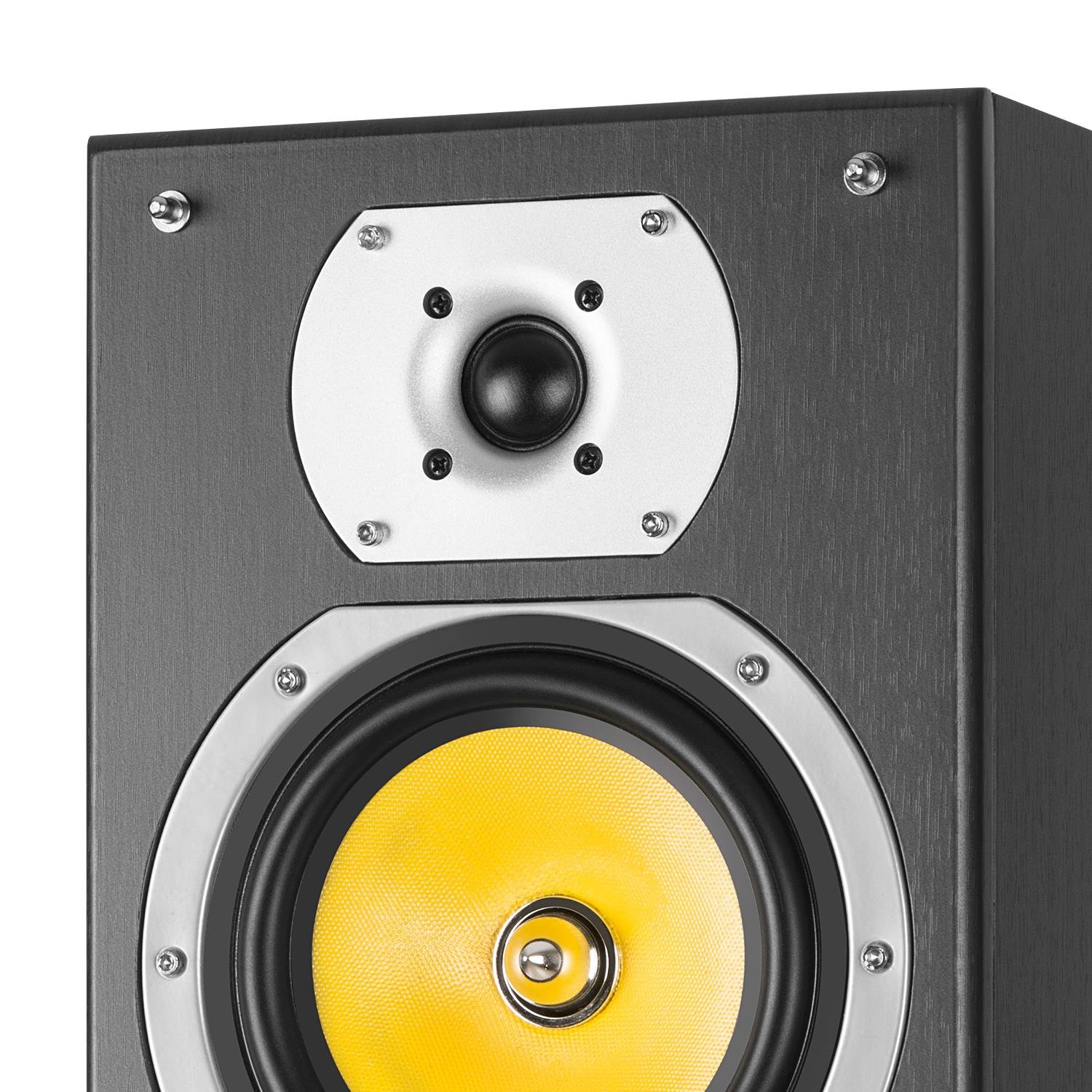 auna V9B Juego de Altavoces - Set 5 Altavoces, Home Cinema, Equipo de Sonido Envolvente, Bassreflex con Cubierta veteada, 400 W Pot. Media, Montaje en Pared, Frecuencia 20 Hz a 20 kHz, Negro