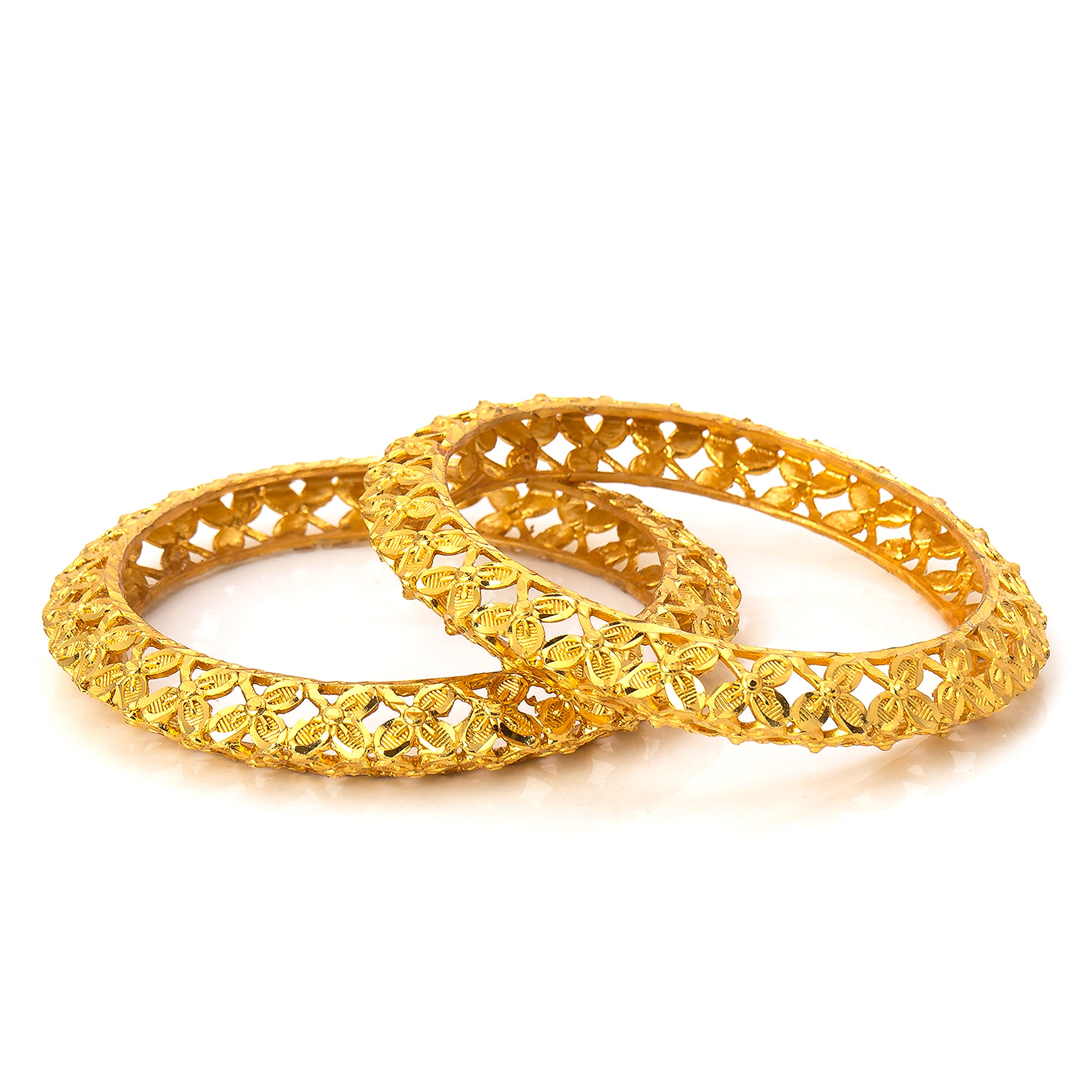 MANIKYA City Girl Elegant Taditional Bridal 24CT Gold Plated Kada Bangle Set for Girls and Women. (2.4, DESIGN 1) (B09BVWGM34) Amazon Price History, Amazon Price Tracker