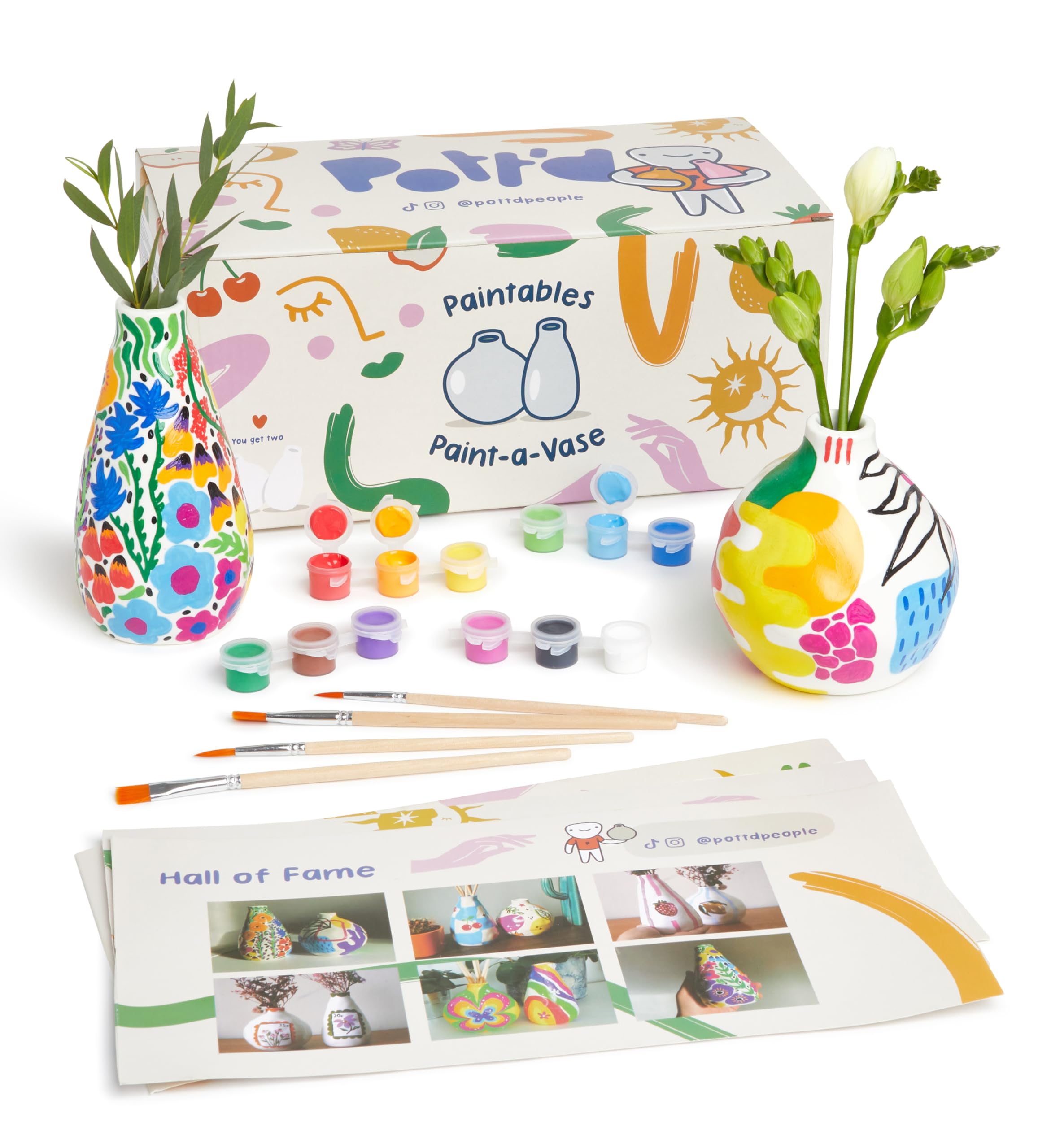 Pott'd Paint-a-Vase Pottery Painting Kit – Personalisiertes DIY Vase Bastelset – Inklusive Vasen, Farben und Schritt-für-Schritt-Anleitung (evtl. nicht in deutscher Sprache)