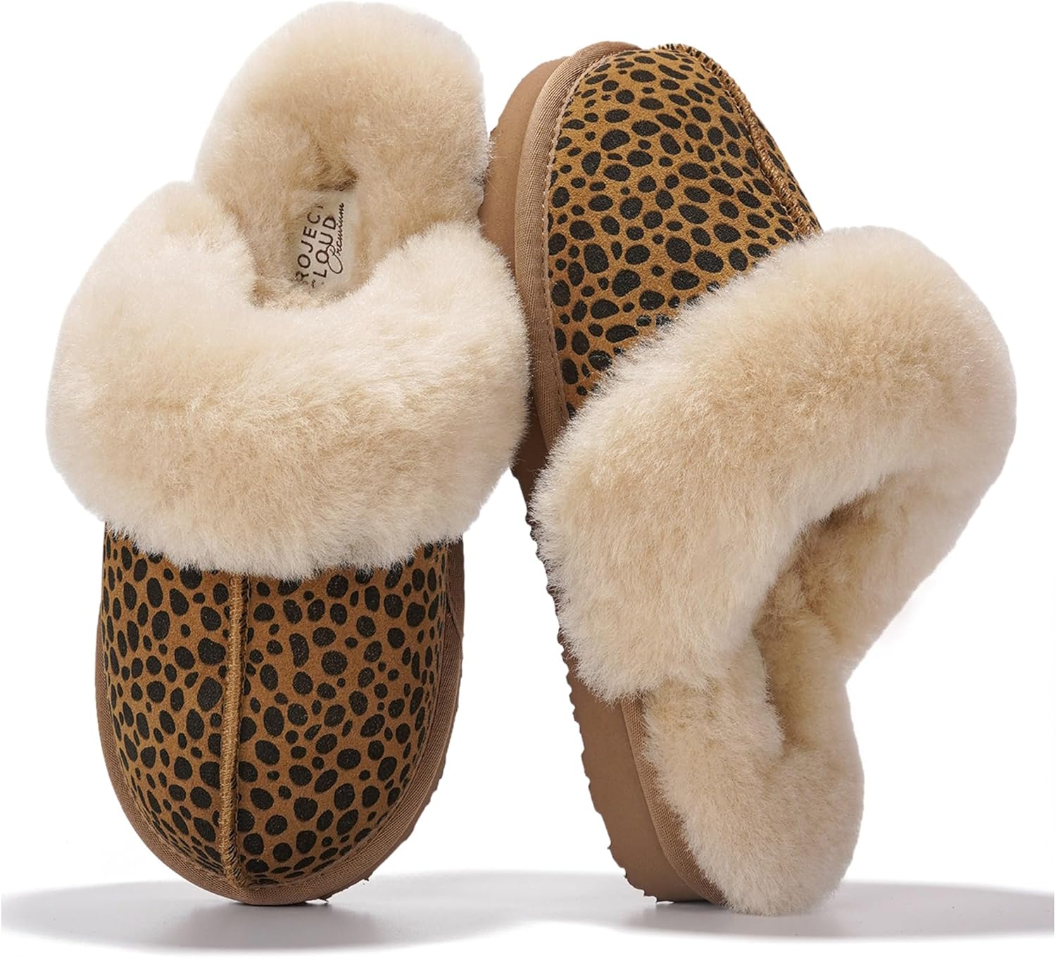 Project Cloud Genuine Leather Slippers for Women Footwear with Genuine Fur Lining Womens Clogs & Mule - Non-Slip Indoor/Outdoor Scuff Womens Slippers with Memory Foam Insole (Henka)