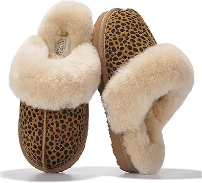 Project Cloud Genuine Leather Slippers for Women Footwear with Real Sheep Wool Lining Womens Clogs & Mule - Non-Slip Indoor/Outdoor Scuff Womens Slippers with Memory Foam Insole (Henka)