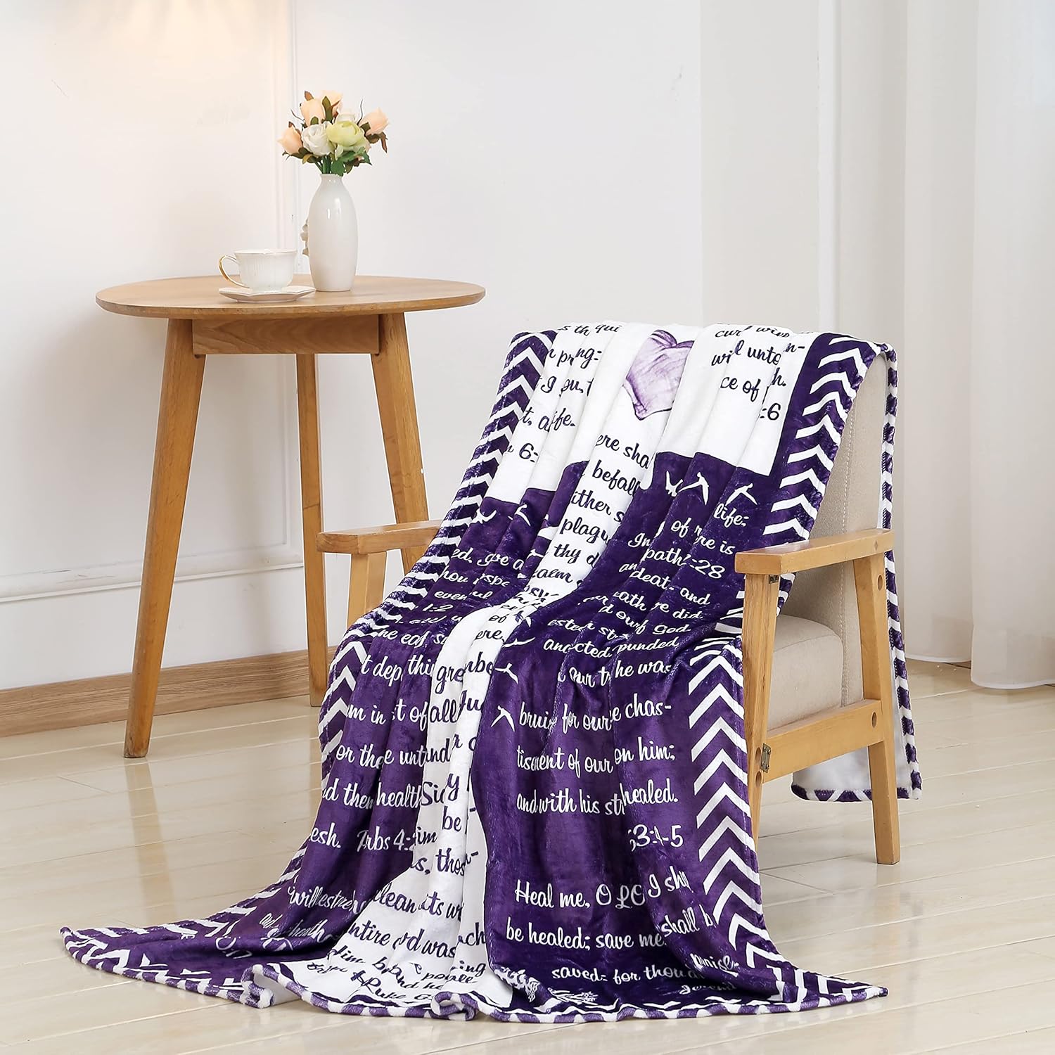 Christian Gifts for Women and Men Bible Verse Throw Blanket Super Soft Fleece Blanket Religious Gifts Inspirational and Spiritual Scriptures Blankets Purple - Image 2