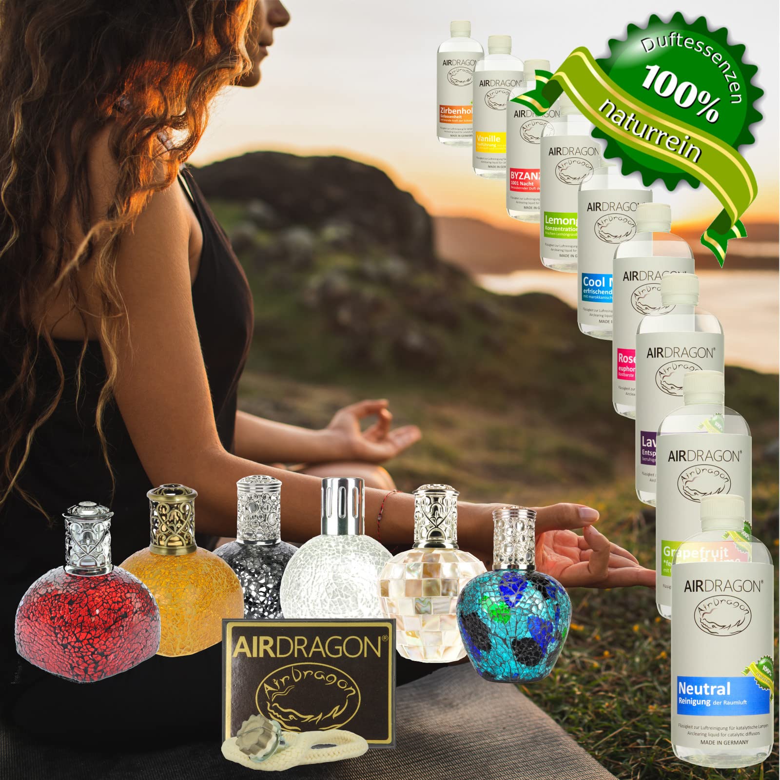 AIRDRAGON® Duft-Set • NEUTRAL + GRAPEFRUIT & LIME • 2 x 1 Liter • Für jede katalytische Lampe • OHNE künstliche Duftstoffe • Premium Natur Raum-Duft