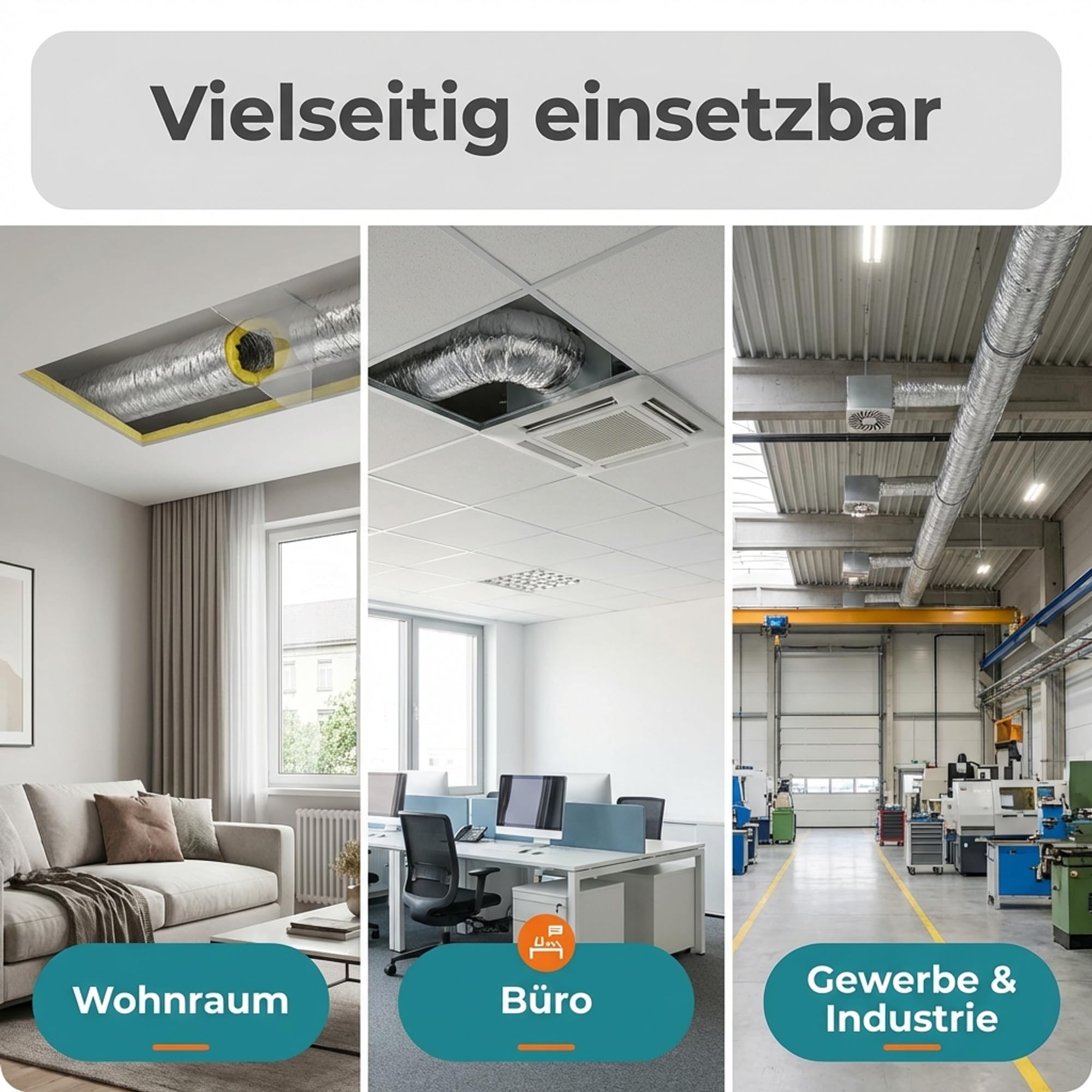 Easy Act Sonoconnect - Tubo insonorizzato Ø 80 mm, lunghezza 10 m, tubo flessibile di ventilazione isolato per sistemi di ventilazione e aria silenziosi