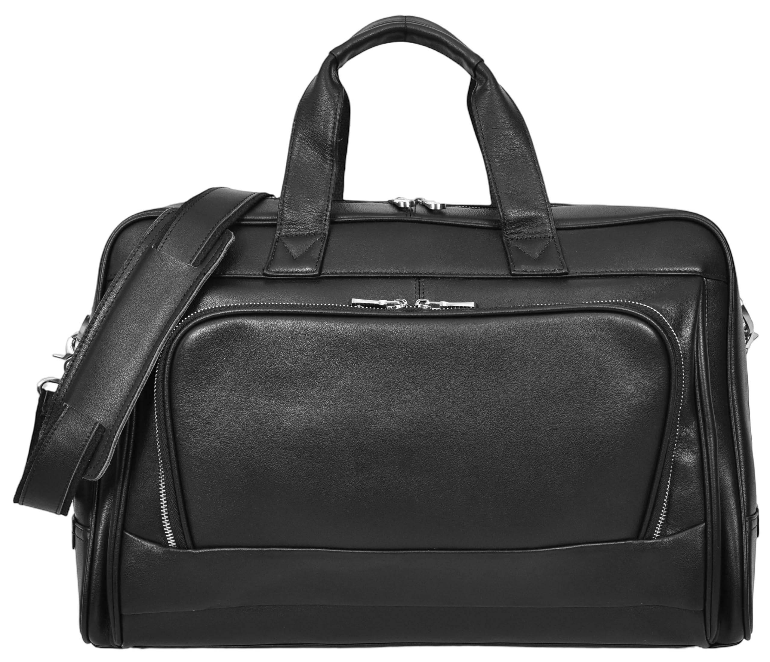 Kigali - Bolsa de viaje de piel auténtica, tamaño mediano, para fin de semana, Black, M, Bolsa de transporte