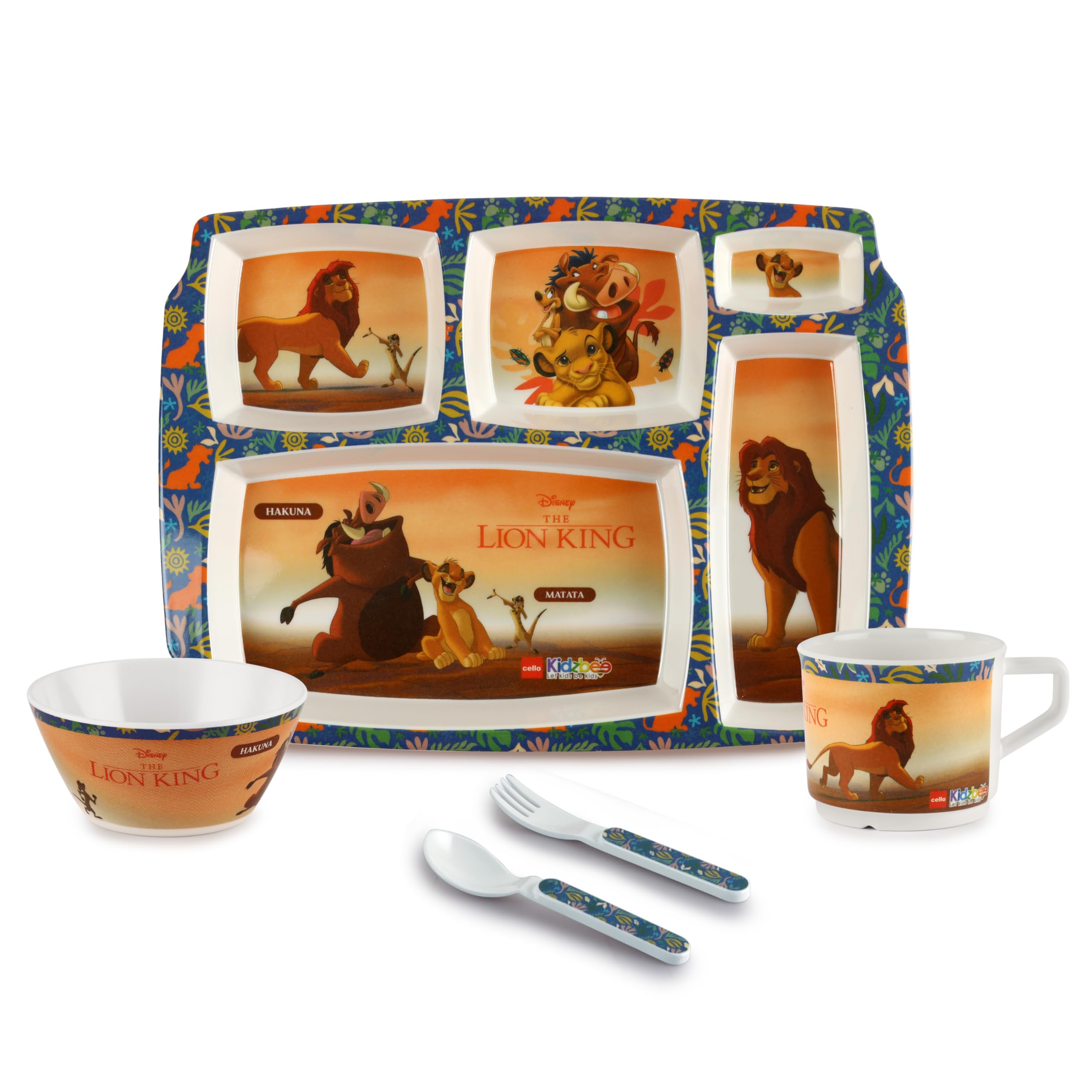 Cello Kidzbee Pentameal Lion King Melamine Meal Set for Kids, Set of 5, Orange | BPA Free and Food-Grade Material | Attractive and Kidfriendly Designs | Break Resistant & Durable Set-image-42