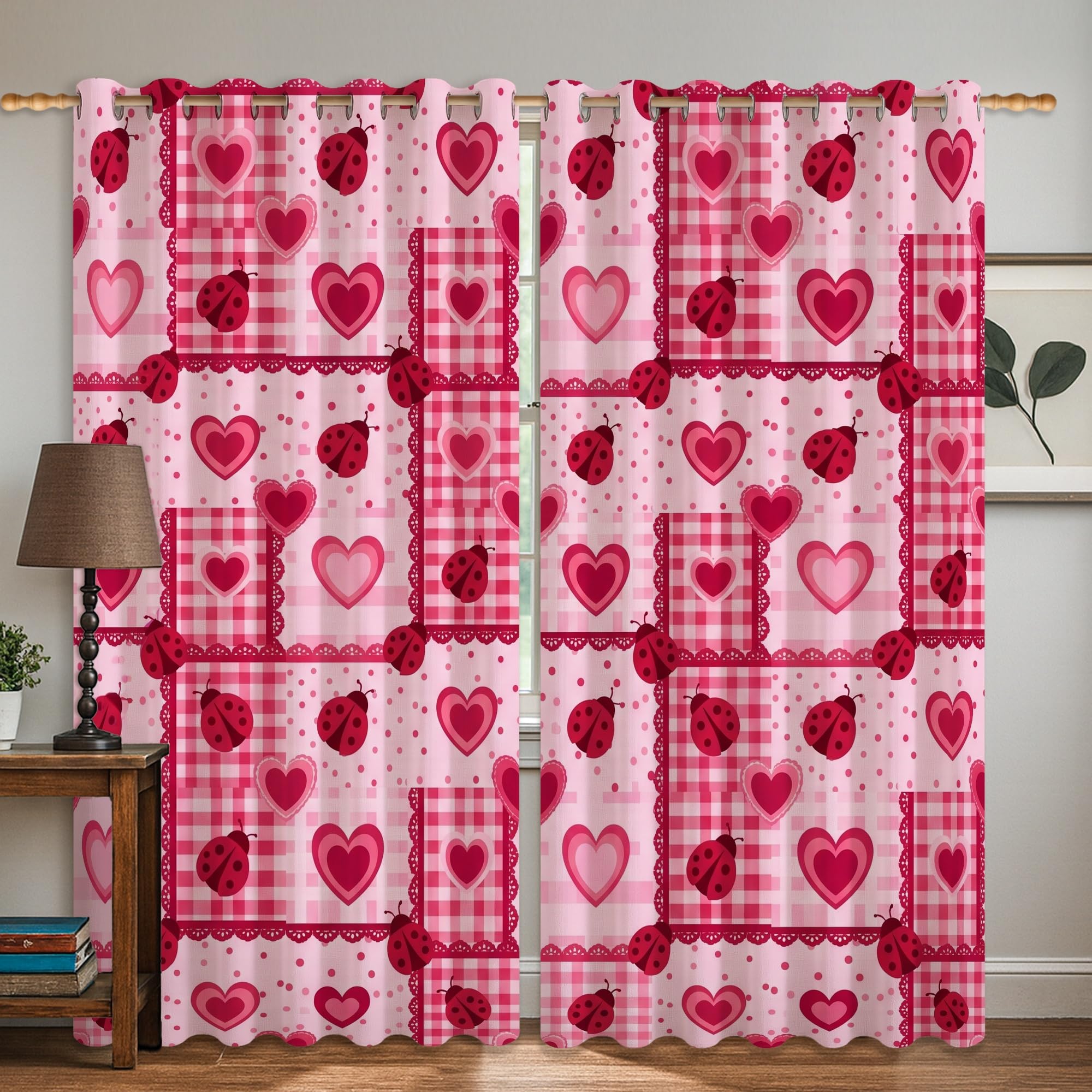 Rideaux occultants à œillets 132 x 160 cm pour chambre d'enfant motif pêche