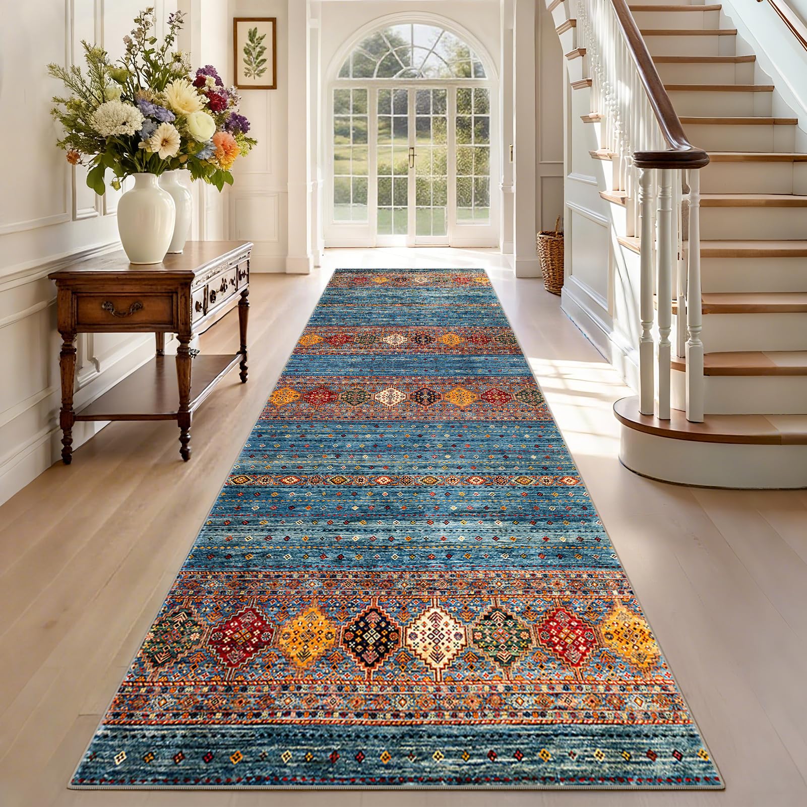 Runner Rugs for Hallway Long 60 x 480 cm Washable Non Slip Kitchen Carpet Runner for Entryway Hallways Kitchen Bedroom Living Bedside Laundry Room, Narrow Heavy Duty Low Pile Carpets Runners — image 1