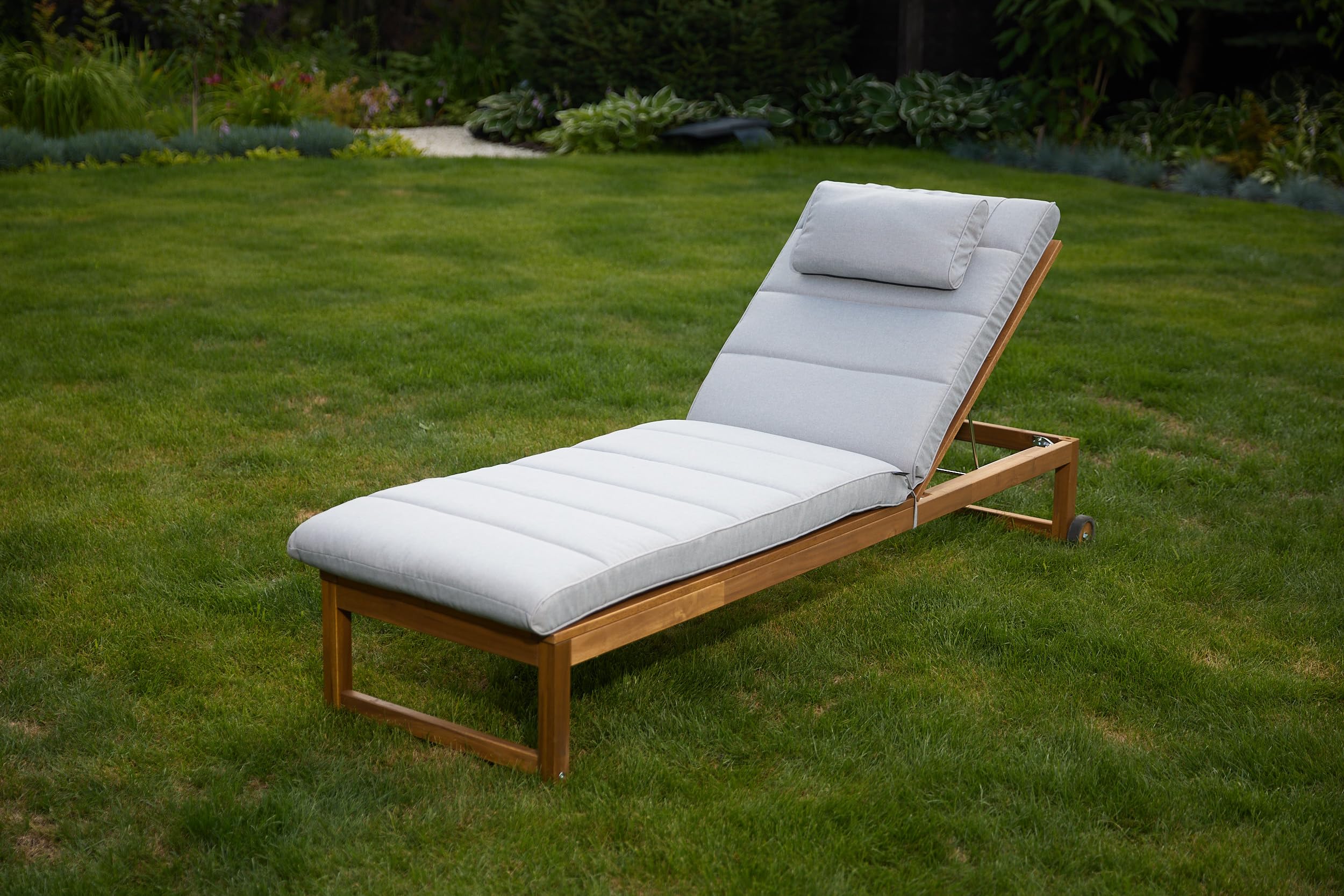 Liegenauflage, Auflage Gartenliege 195x60x7 cm - Polsterauflage für Sonnenliege, Auflagen für Deckchair - wasserabweisend, doppelseitig - Graphit