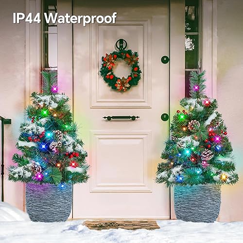Miniatura 3 de Árbol de Navidad Pathway, paquete de 2 pinos artificiales inteligentes preiluminados RGB de 30 pulgadas que cambian de color con conos, control