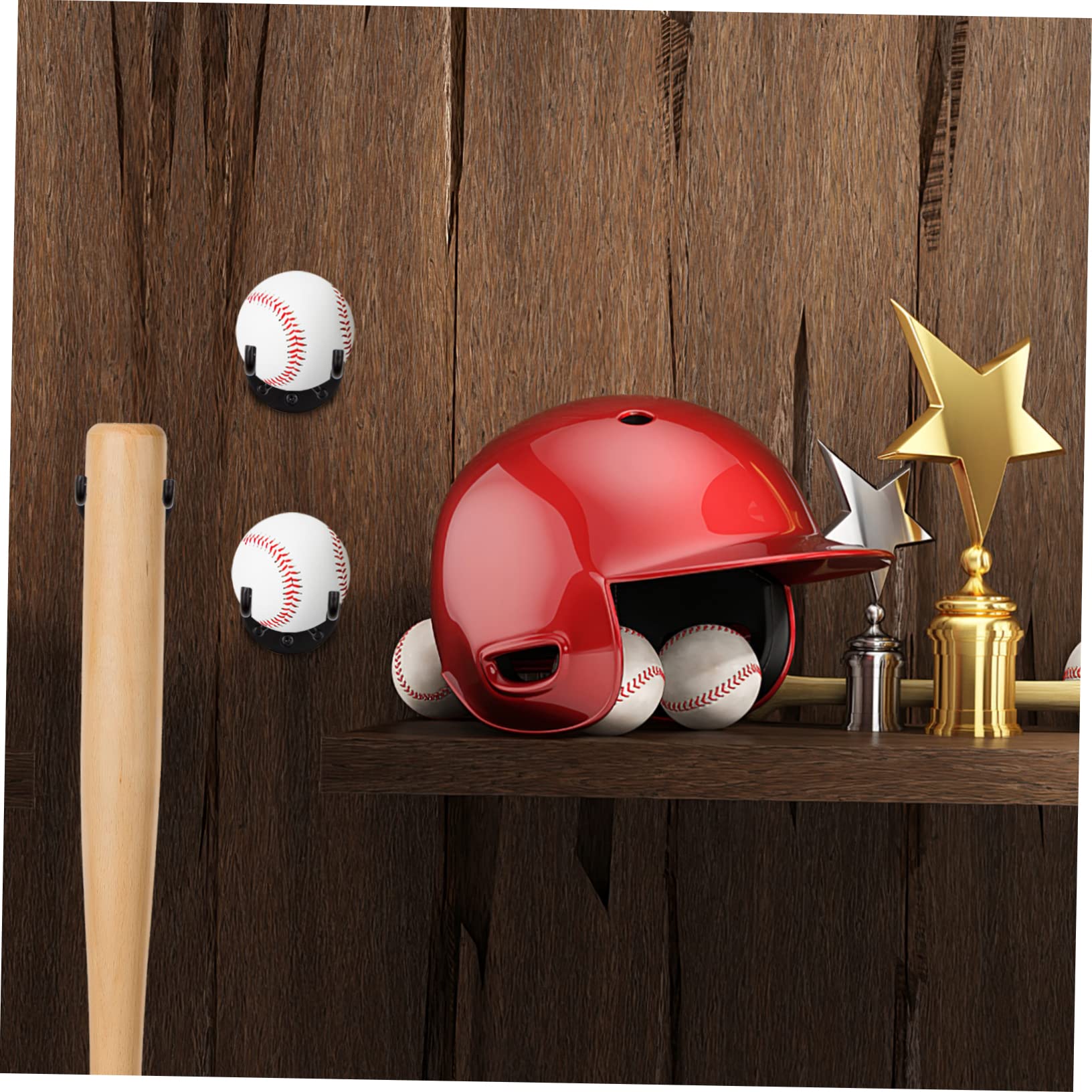 NULYLU Baseball Bat Mount 6 Bat Hangers Display Sturdy Iron Construction Organize